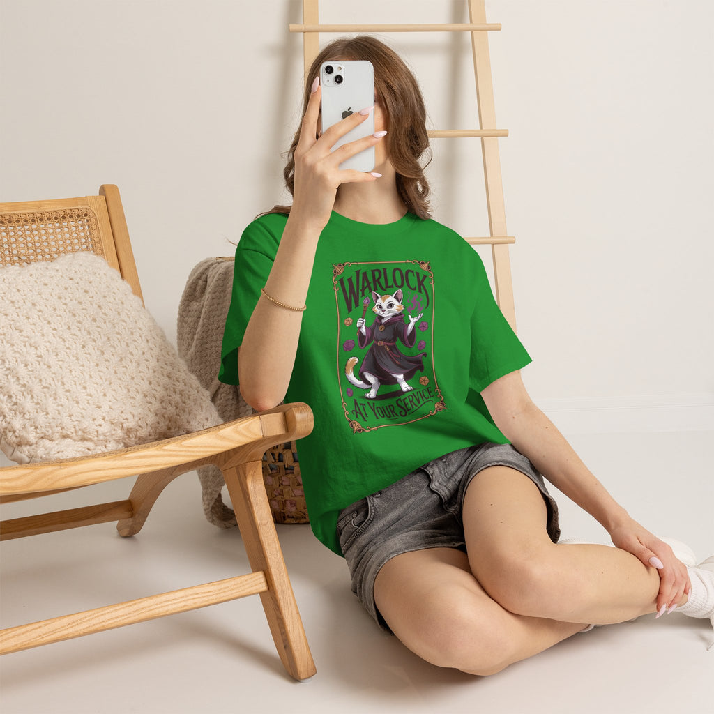 Warlock Cat at Your Serivece D&D T-shirt | Cat Lover RPG Gift
