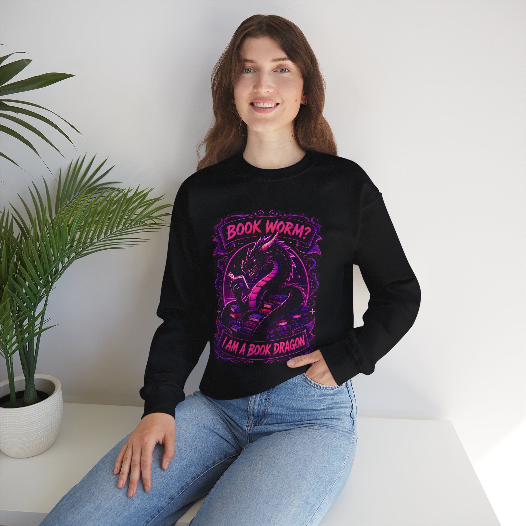 Book Worm? I Am a Book Dragon, Fantasy Reader Sweatshirt