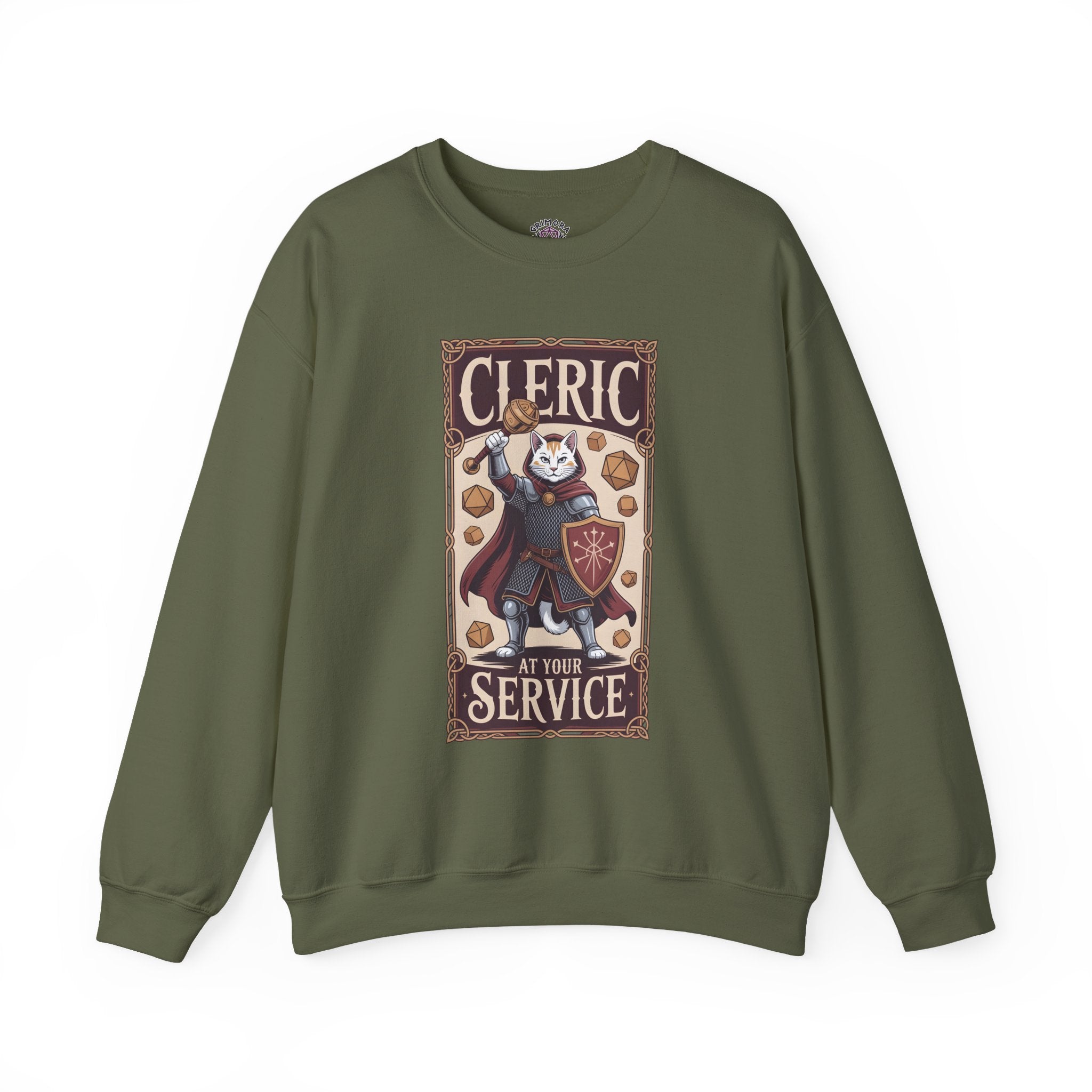 Cleric Cat at Your Service D&D Sweatshirt | Cat Lover RPG Gift