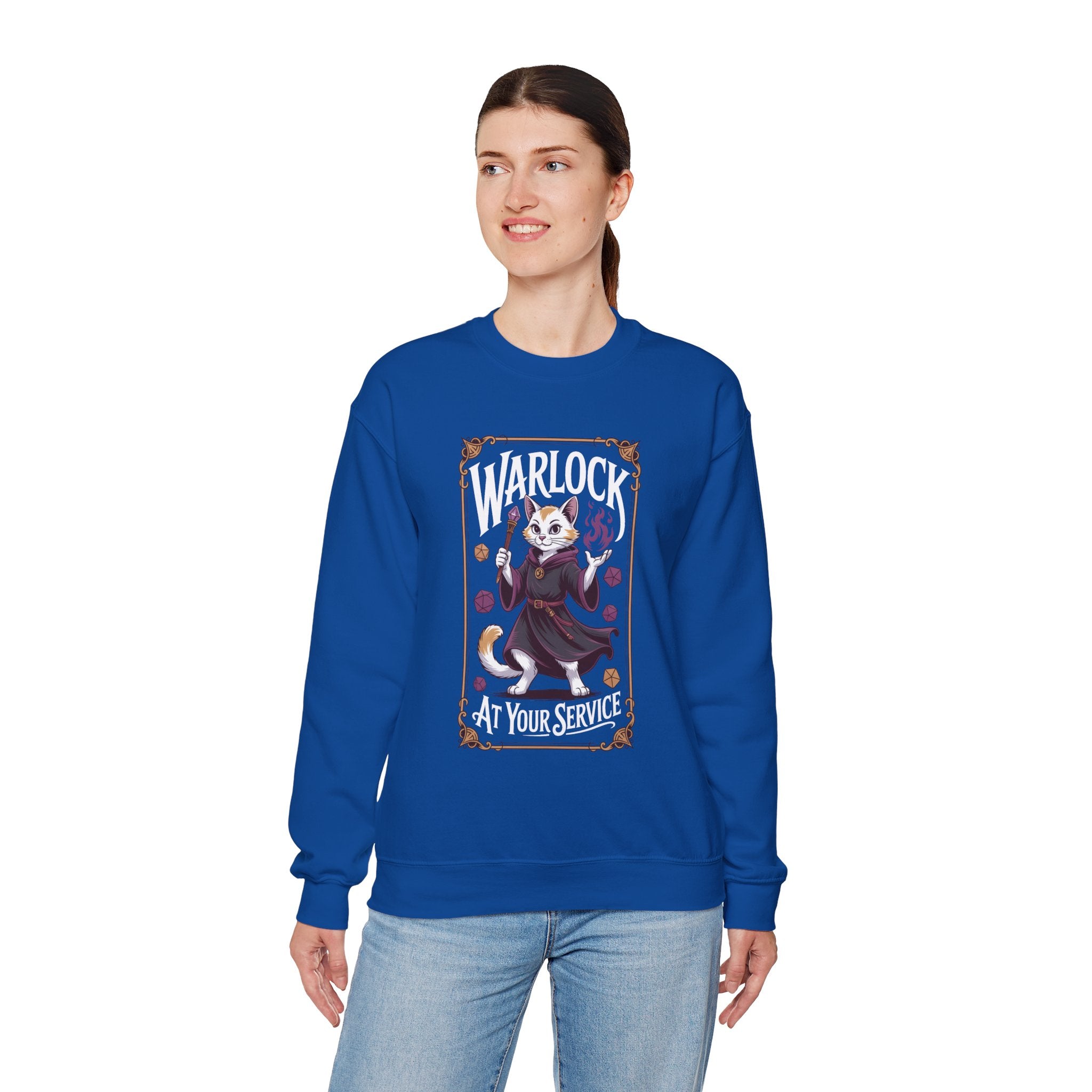 Warlock Cat at Your Serivece D&D Sweatshirt | Cat Lover RPG Gift