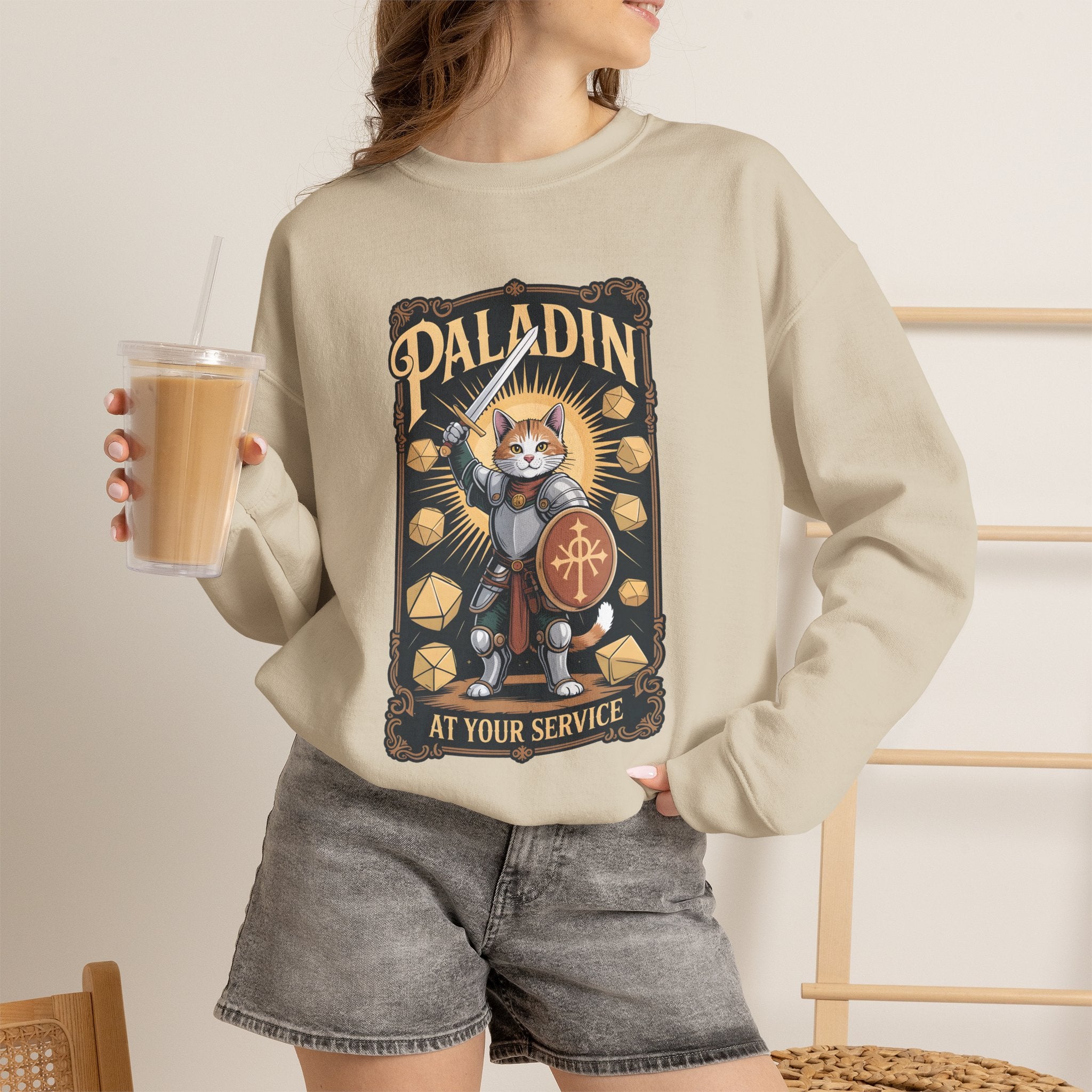 Paladin Cat at Your Service D&D Sweatshirt | Cat Lover RPG Gift