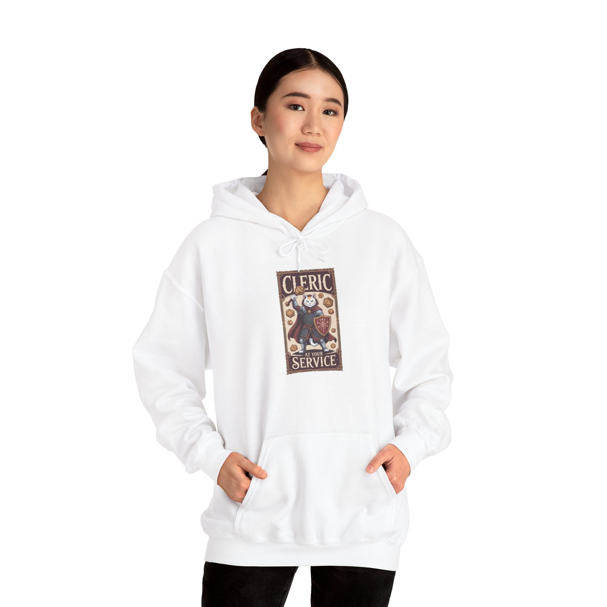Cleric Cat at Your Service D&D Hoodie | Cat Lover RPG Gift