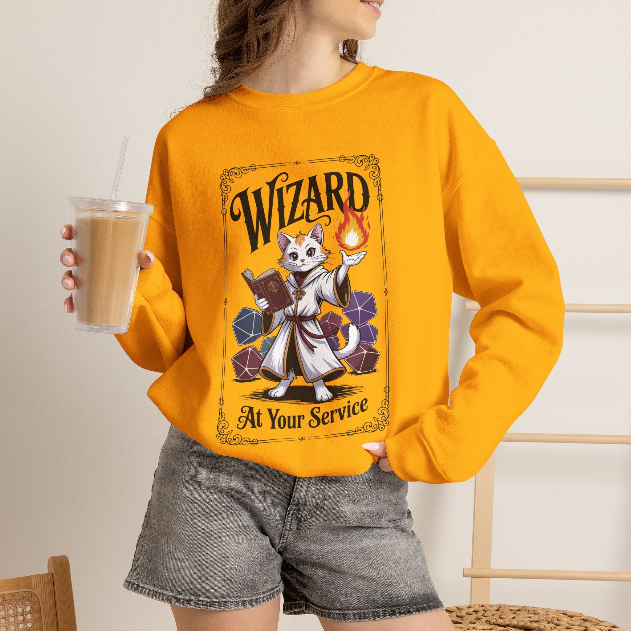 Wizard Cat at Your Serivece D&D Sweatshirt | Cat Lover RPG Gift