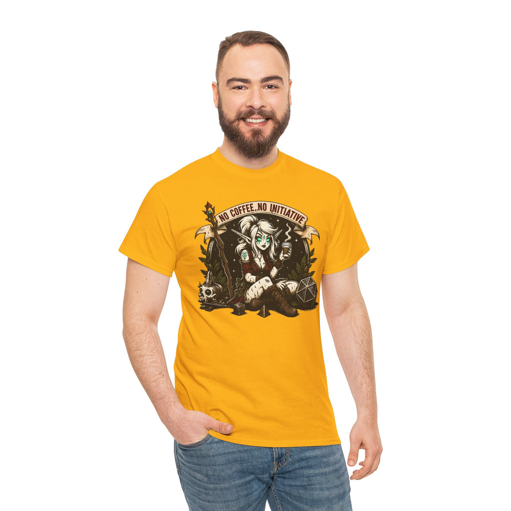 No Coffee, No Initiative | Fantasy RPG T-shirt