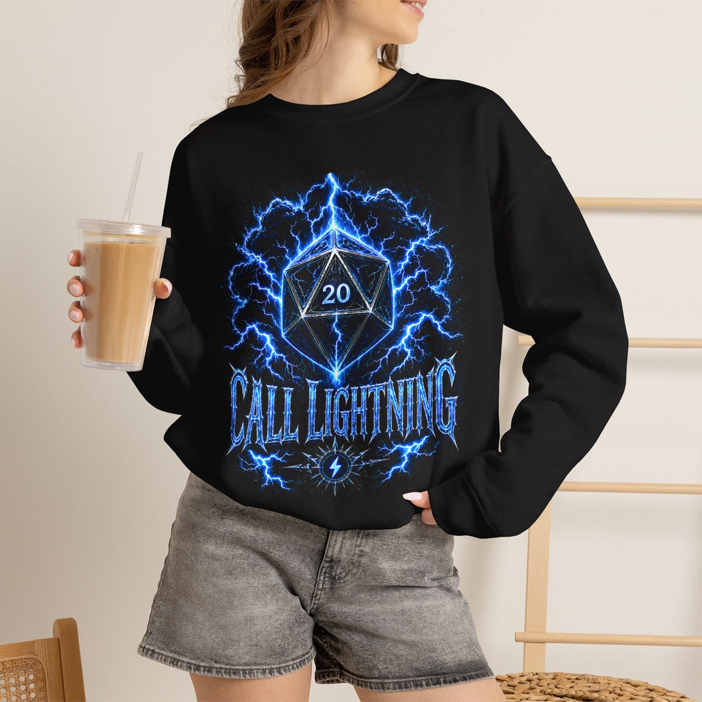 Call Lightning – Hear the Storm's Call | Druid D20 Fantasy Sweatshirt