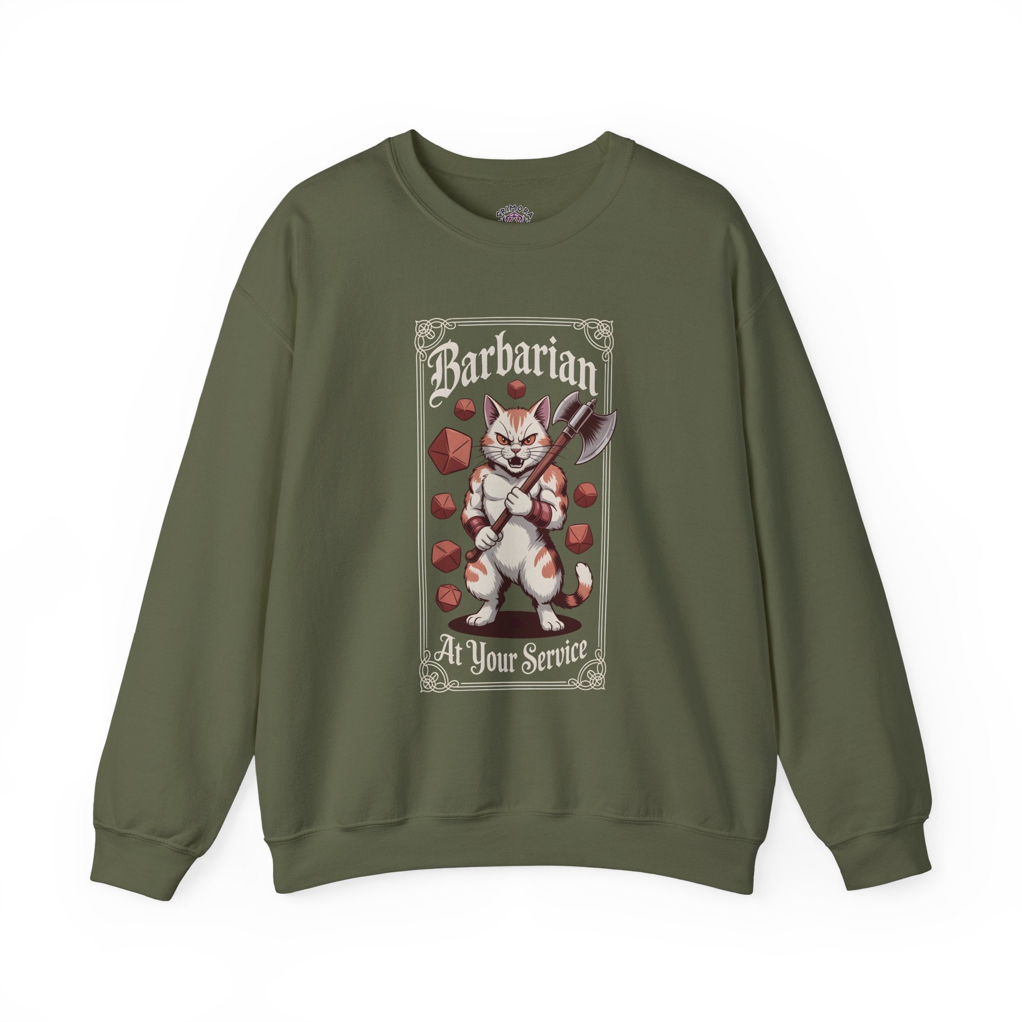 Barbarian Cat at Your Serivece D&D Sweatshirt | Cat Lover RPG Gift