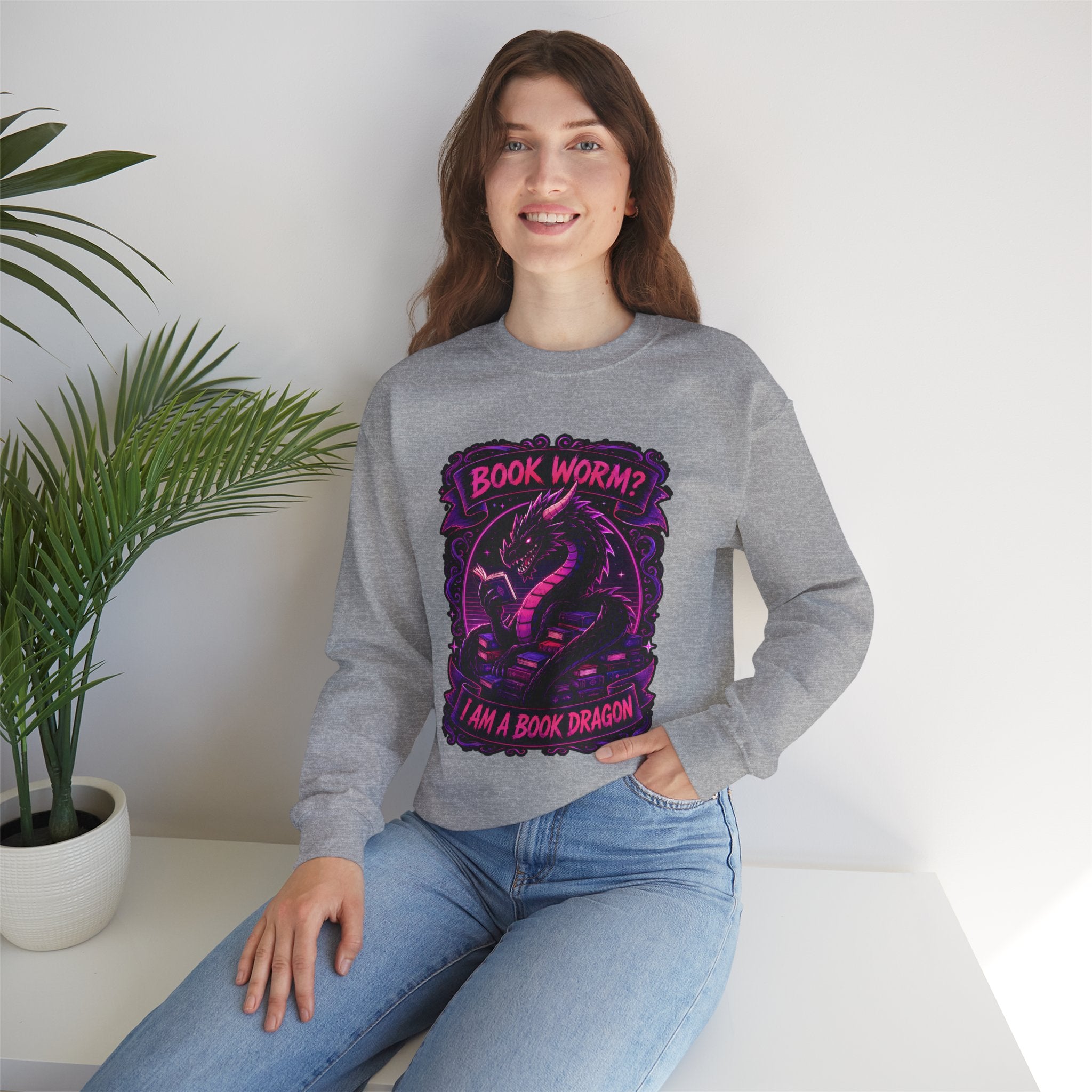 Book Worm? I Am a Book Dragon, Fantasy Reader Sweatshirt
