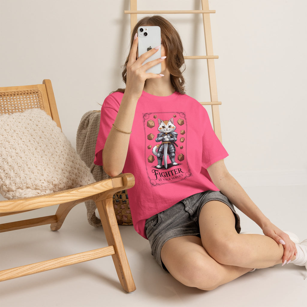 Fighter Cat at Your Service D&D T-shirt | Cat Lover RPG Gift