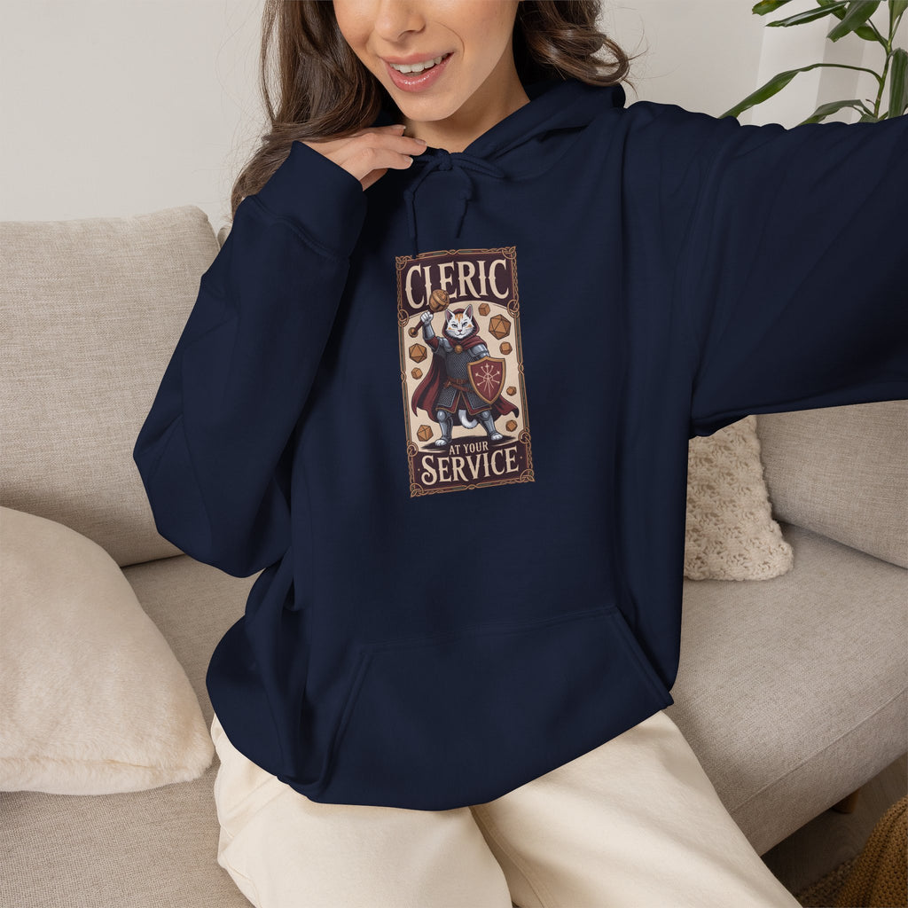 Cleric Cat at Your Service D&D Hoodie | Cat Lover RPG Gift