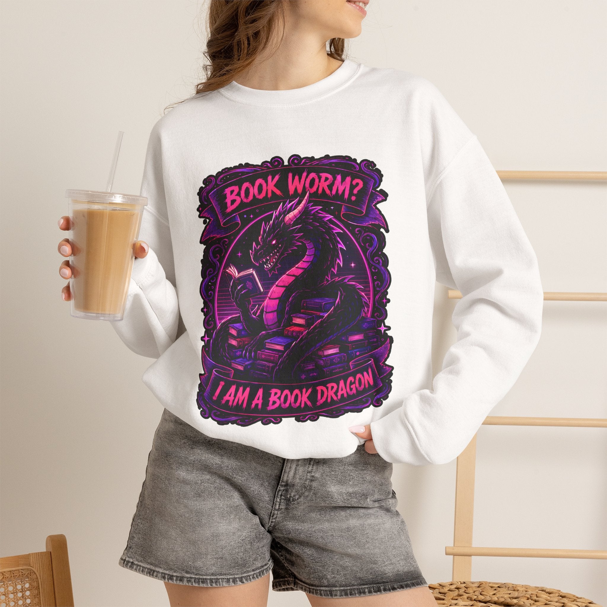 Book Worm? I Am a Book Dragon, Fantasy Reader Sweatshirt