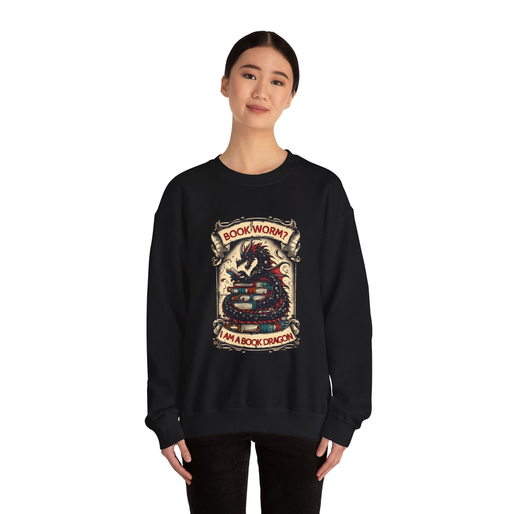 Book Worm? I Am a Book Dragon, Fantasy Reader Sweatshirt