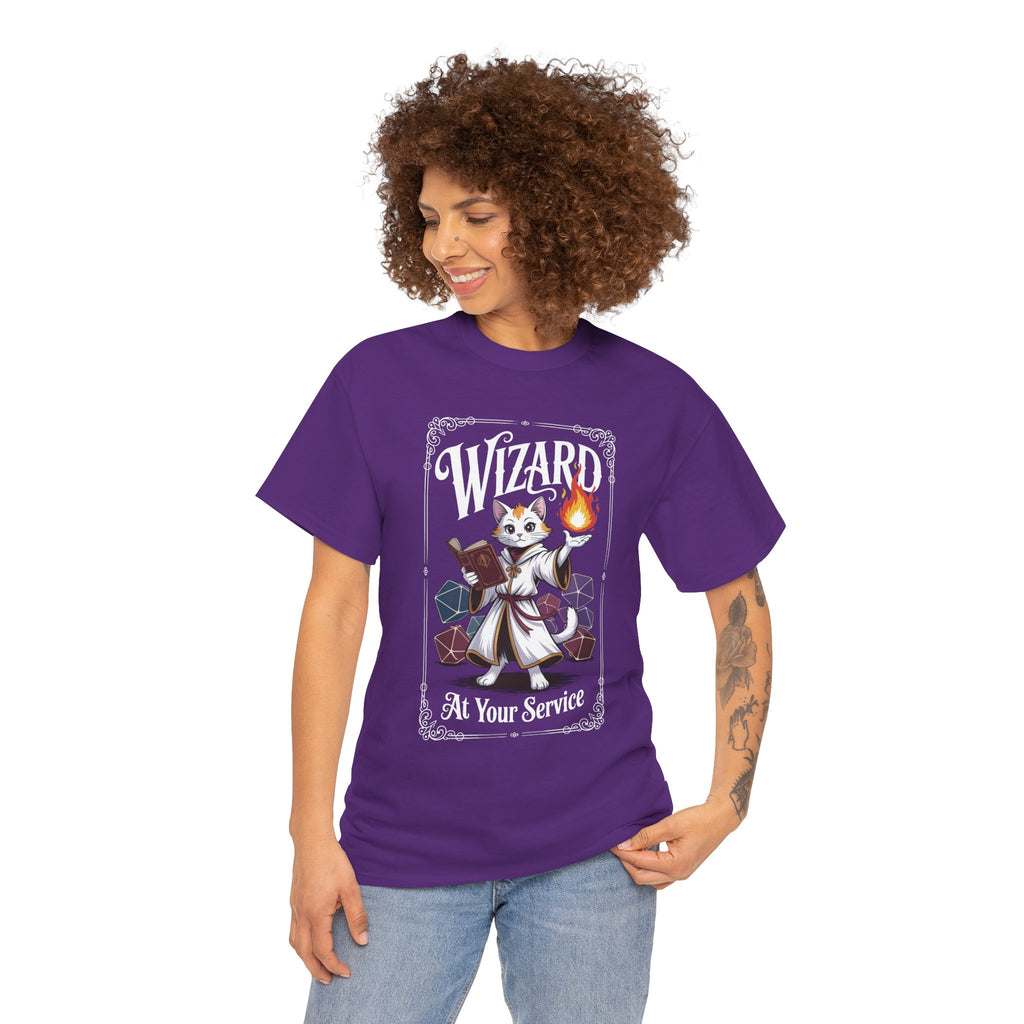 Wizard Cat at Your Serivece D&D T-shirt | Cat Lover RPG Gift