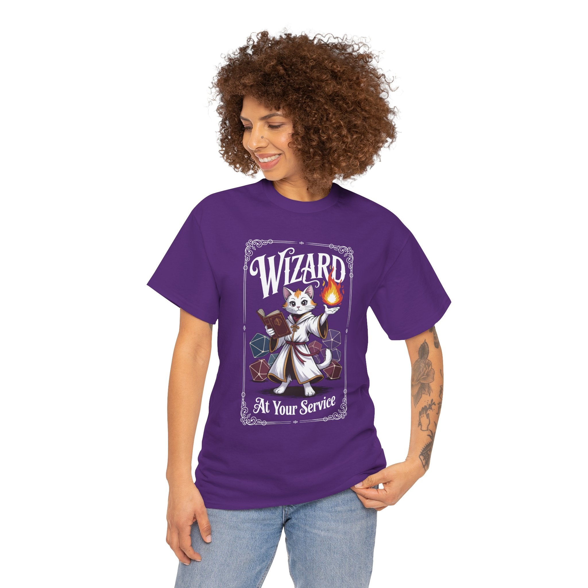Wizard Cat at Your Serivece D&D T-shirt | Cat Lover RPG Gift