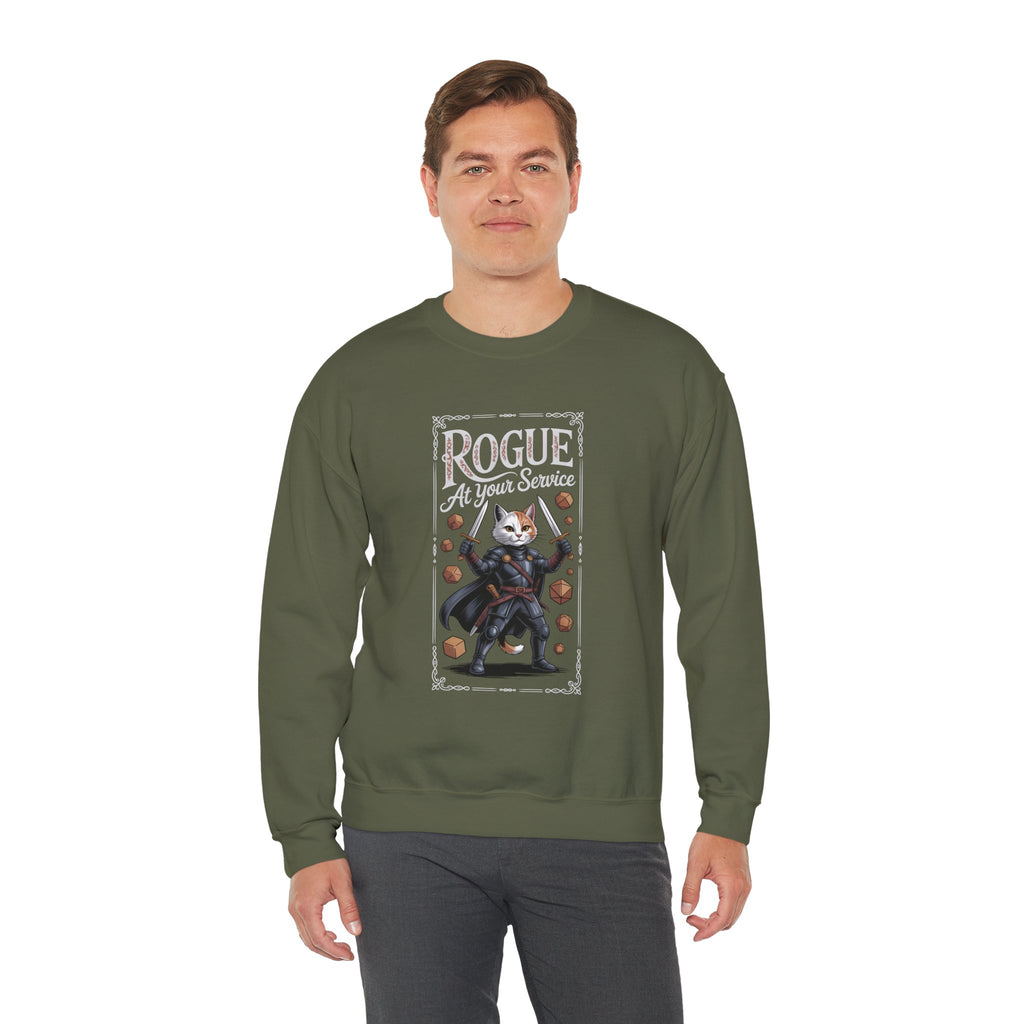 Rogue Cat at Your Serivece D&D Sweatshirt | Cat Lover RPG Gift