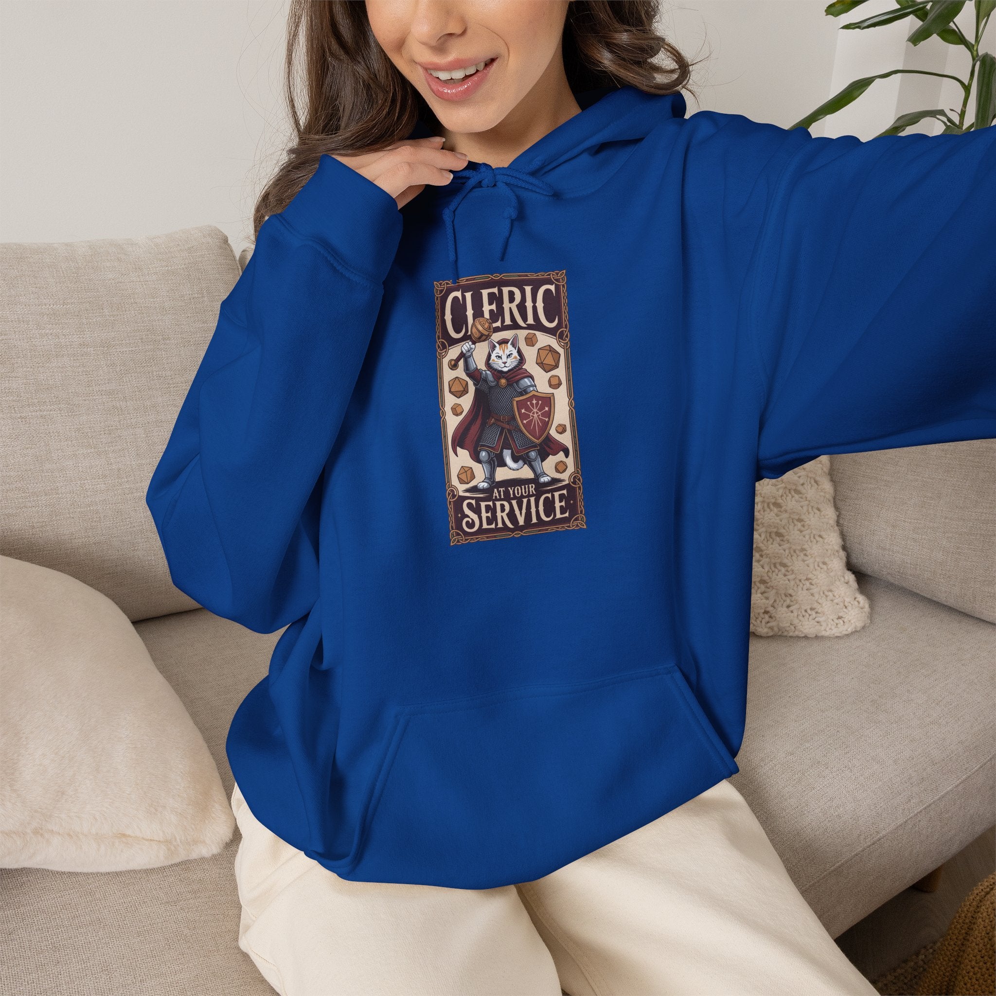 Cleric Cat at Your Service D&D Hoodie | Cat Lover RPG Gift