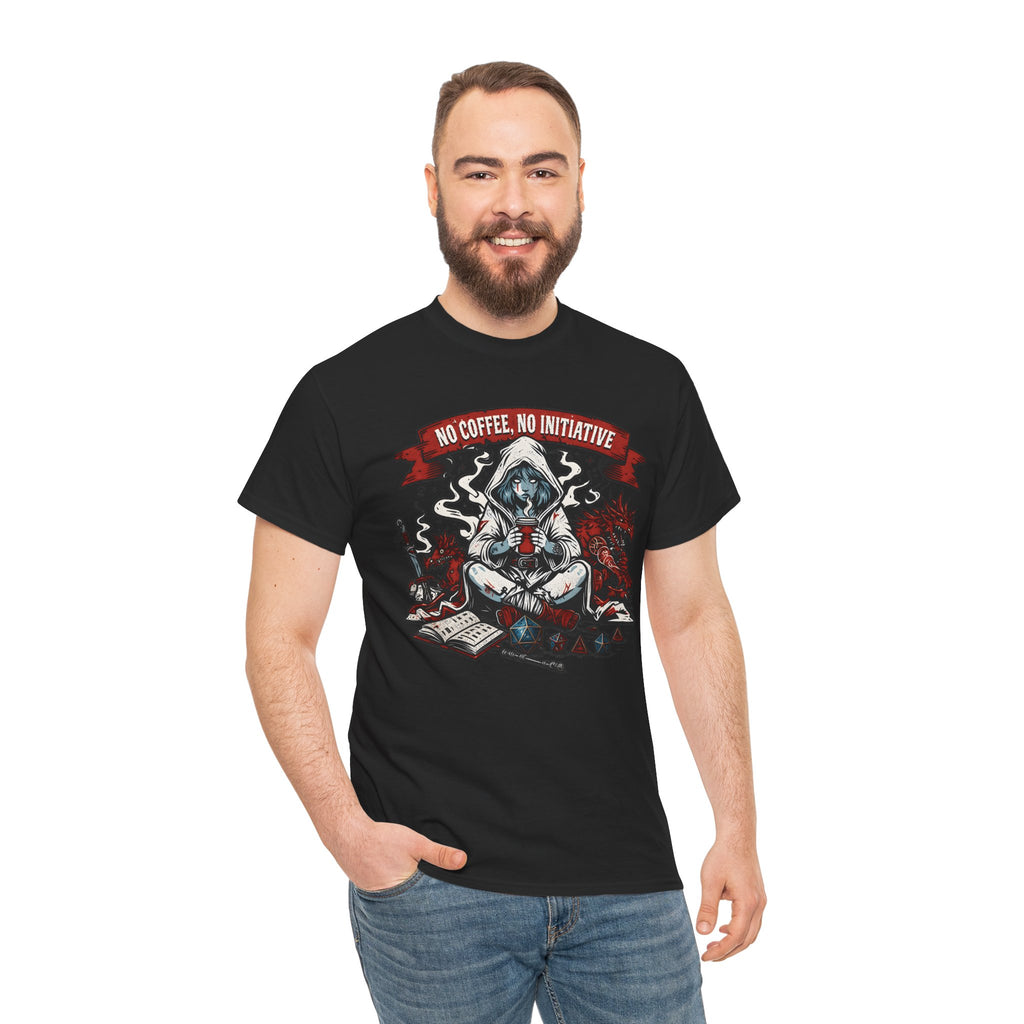 No Coffee, No Initiative | Fantasy RPG T-shirt