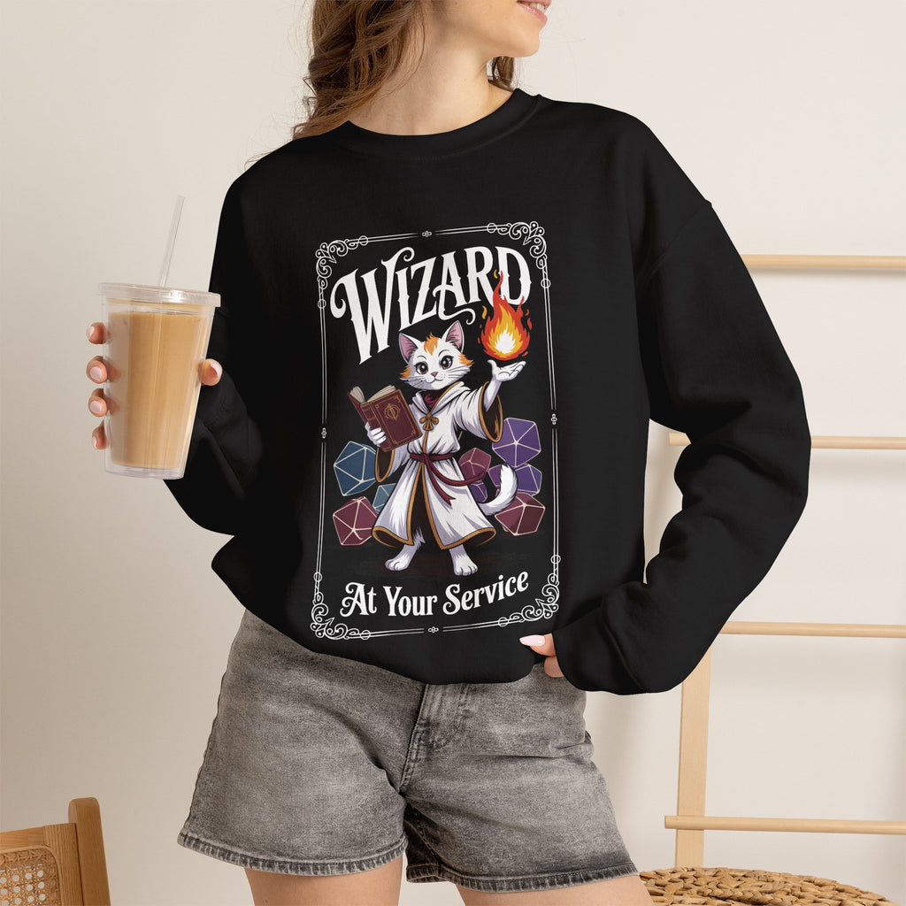 Wizard Cat at Your Serivece D&D Sweatshirt | Cat Lover RPG Gift
