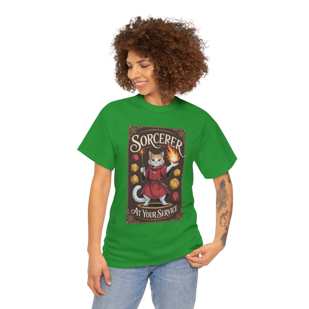 Sorcerer Cat at Your Service D&D T-shirt | Cat Lover RPG Gift