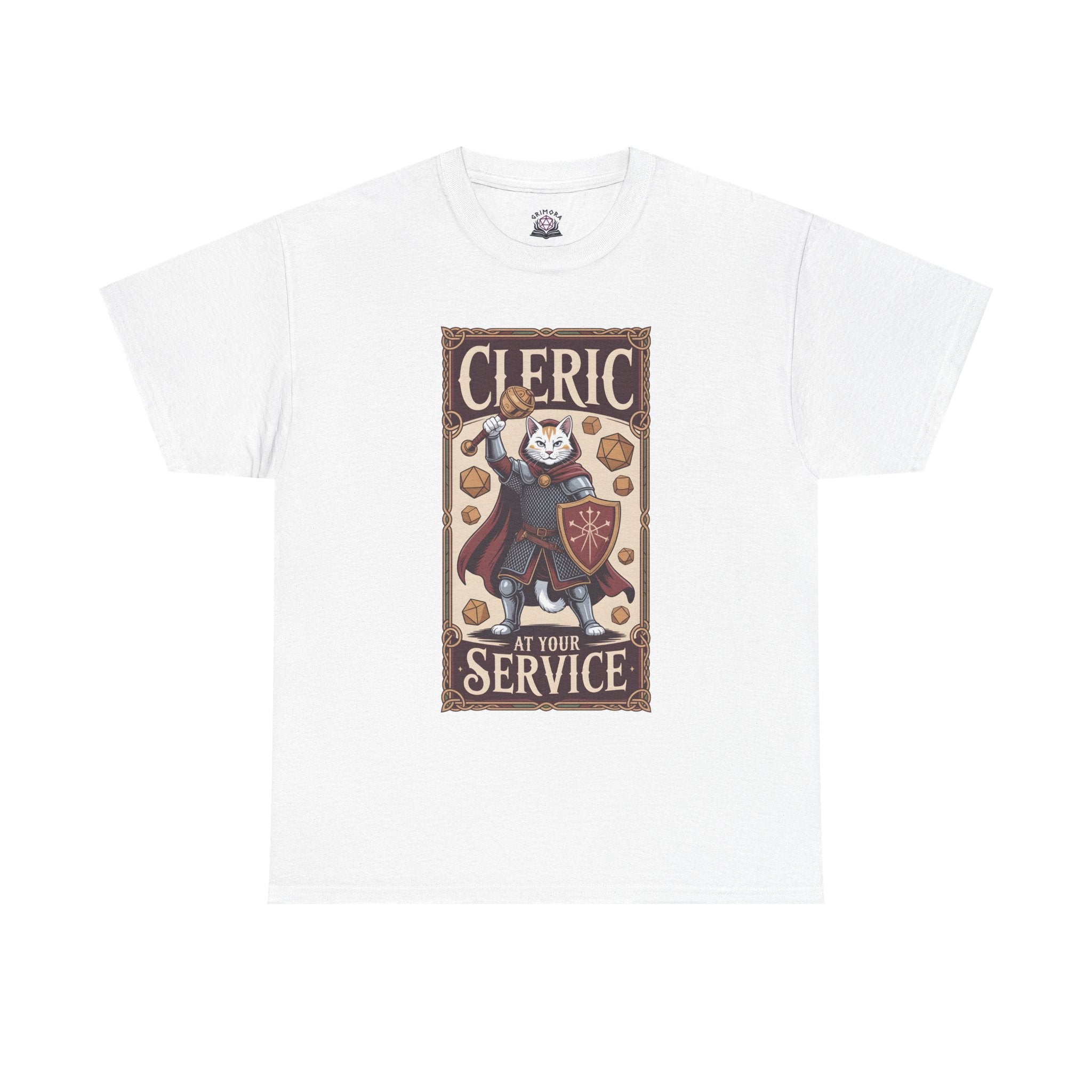 Cleric Cat at Your Service D&D T-shirt | Cat Lover RPG Gift