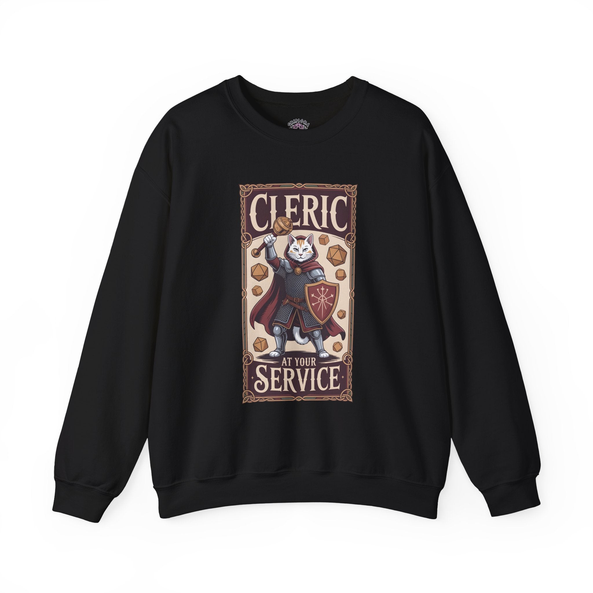 Cleric Cat at Your Service D&D Sweatshirt | Cat Lover RPG Gift