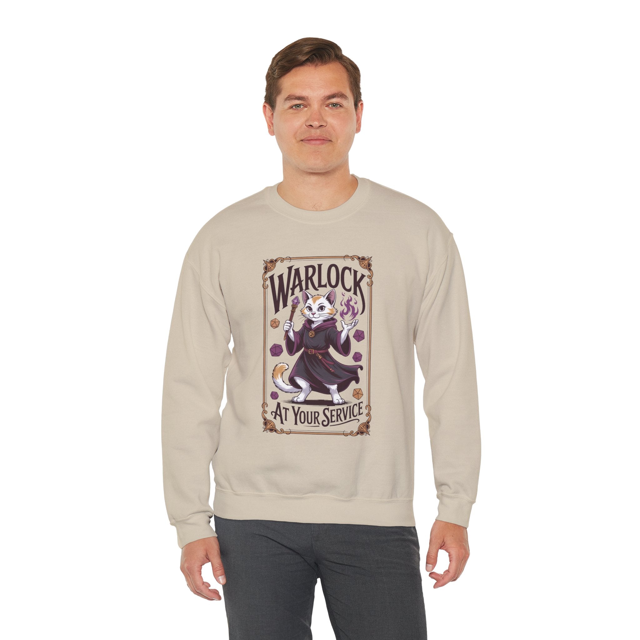 Warlock Cat at Your Serivece D&D Sweatshirt | Cat Lover RPG Gift