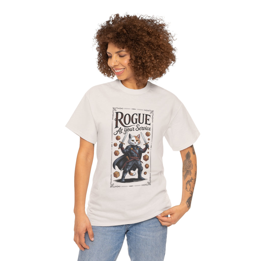 Rogue Cat at Your Serivece D&D T-shirt | Cat Lover RPG Gift