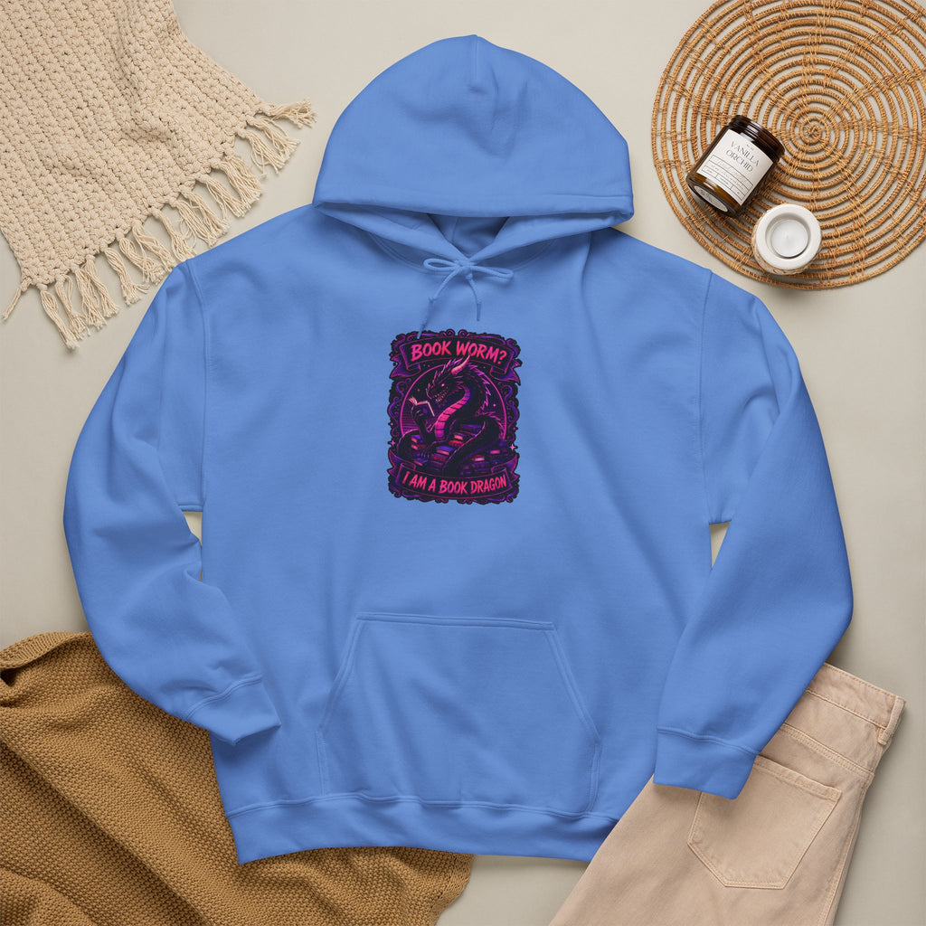 Book Worm? I Am a Book Dragon, Fantasy Reader Hoodie