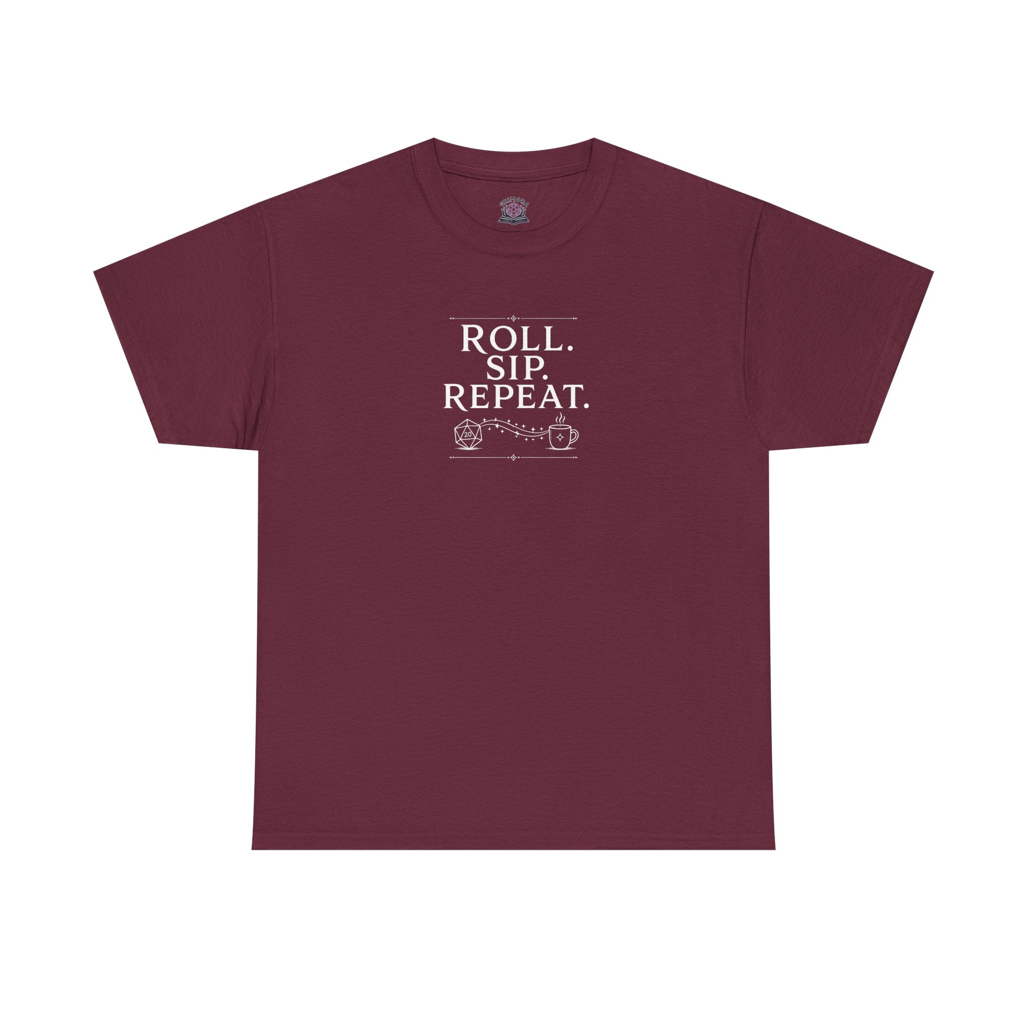 Roll. Sip. Repeat. | Tabletop RPG Coffee T-shirt | Dice & Coffee Lover T-shirt