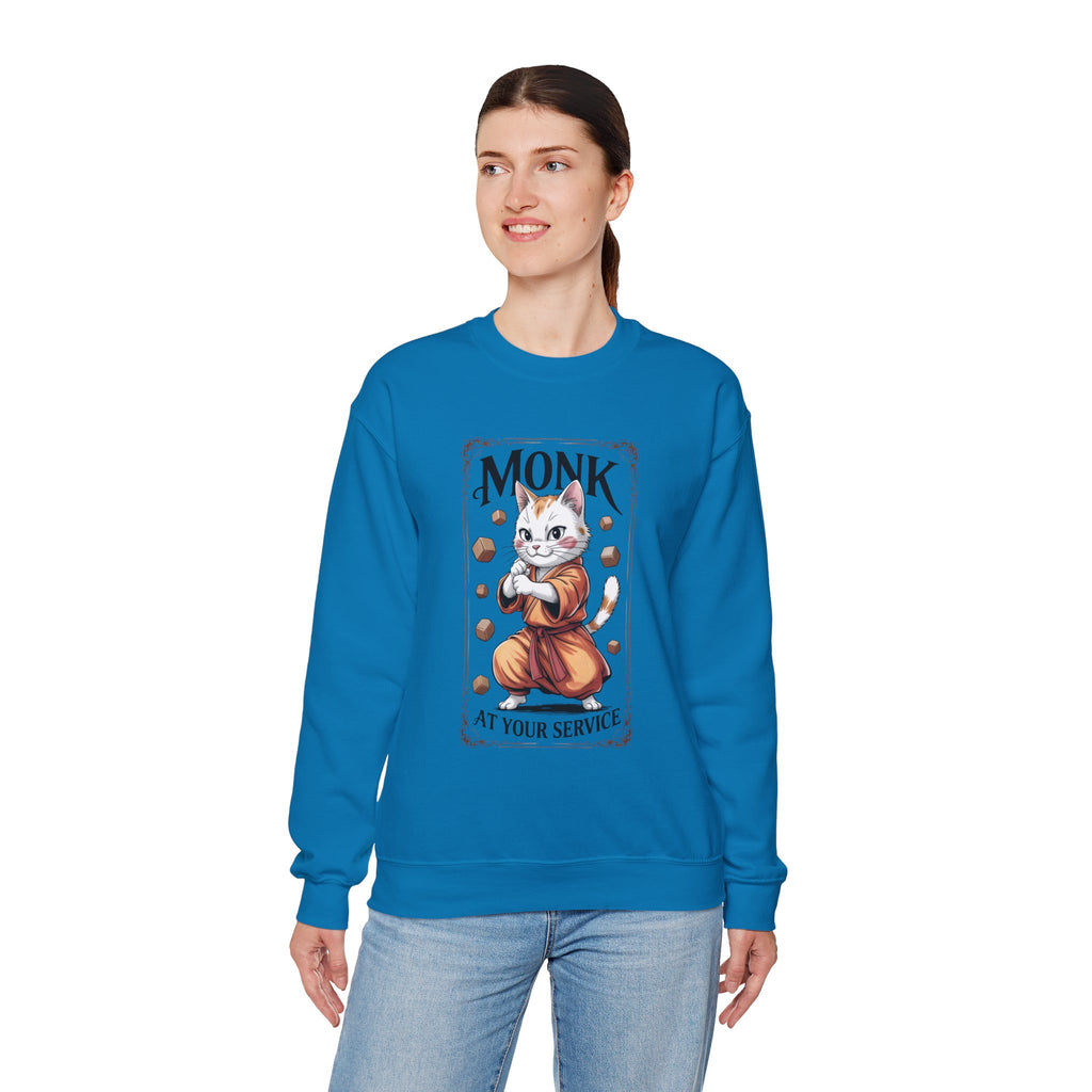 Monk Cat at Your Service D&D Sweatshirt | Cat Lover RPG Gift