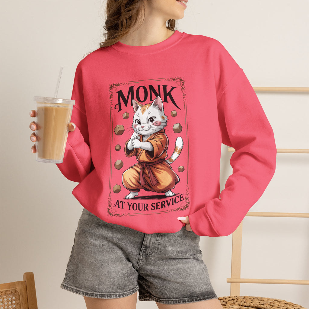 Monk Cat at Your Service D&D Sweatshirt | Cat Lover RPG Gift