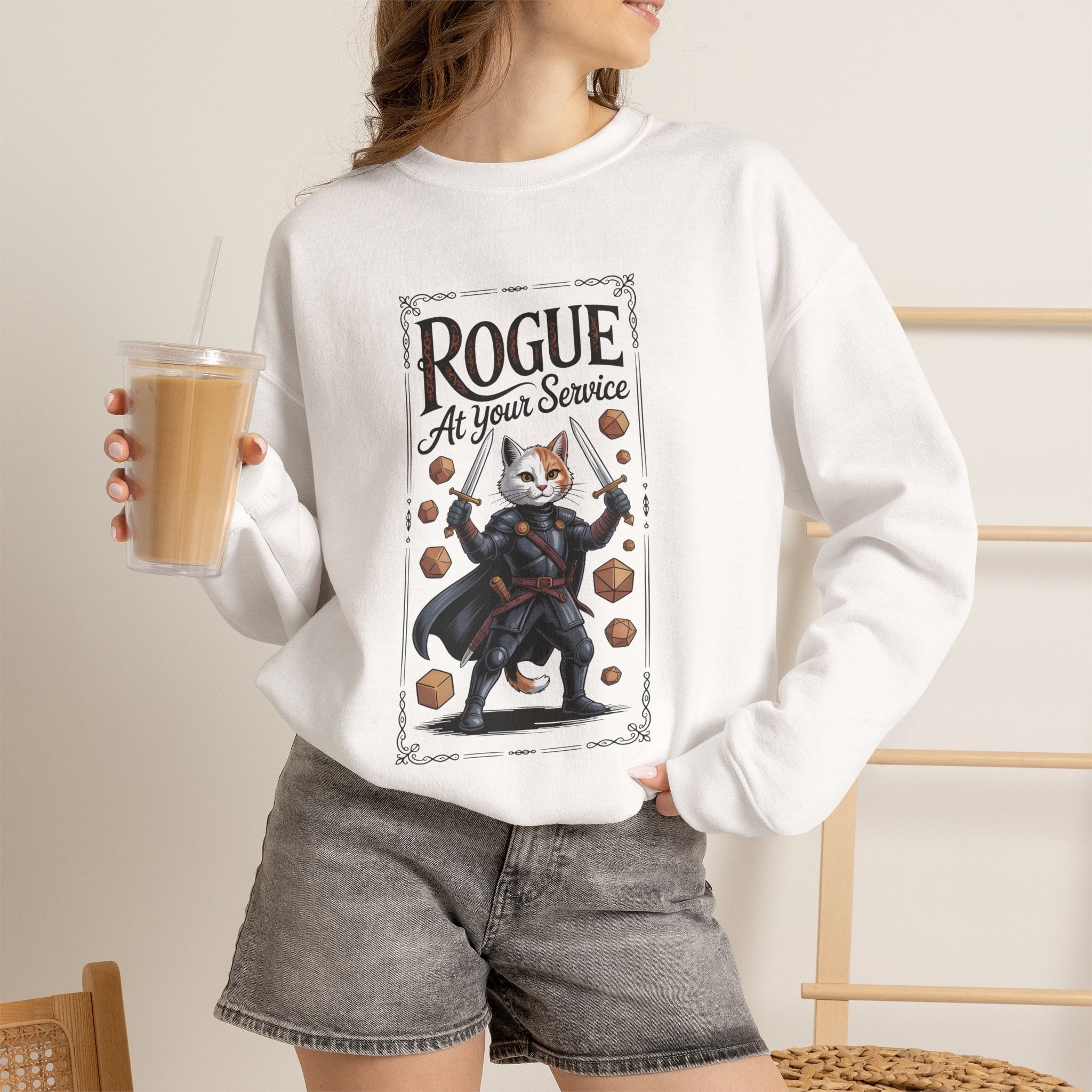 Rogue Cat at Your Serivece D&D Sweatshirt | Cat Lover RPG Gift