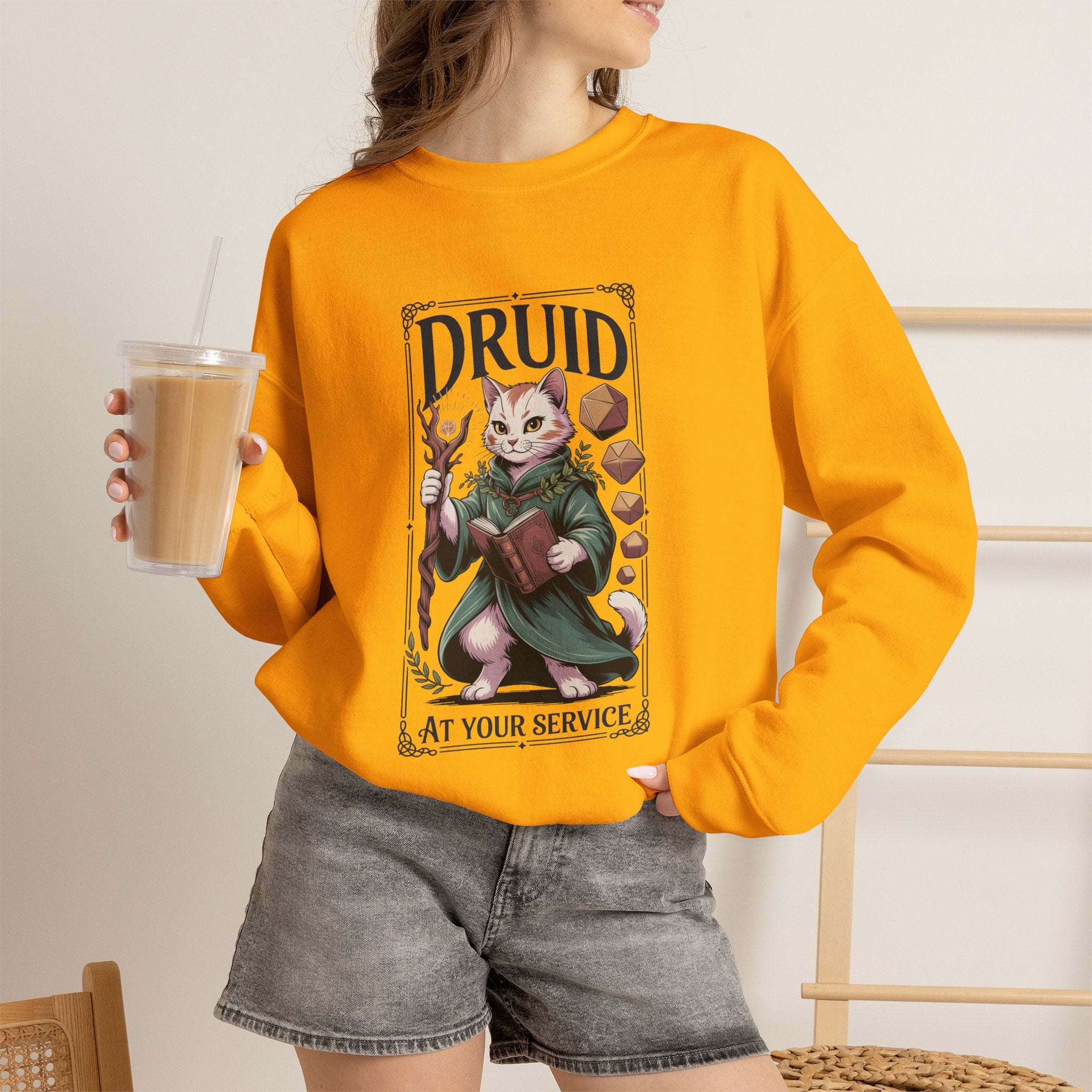 Druid Cat at Your Serivece D&D Sweatshirt | Cat Lover RPG Gift