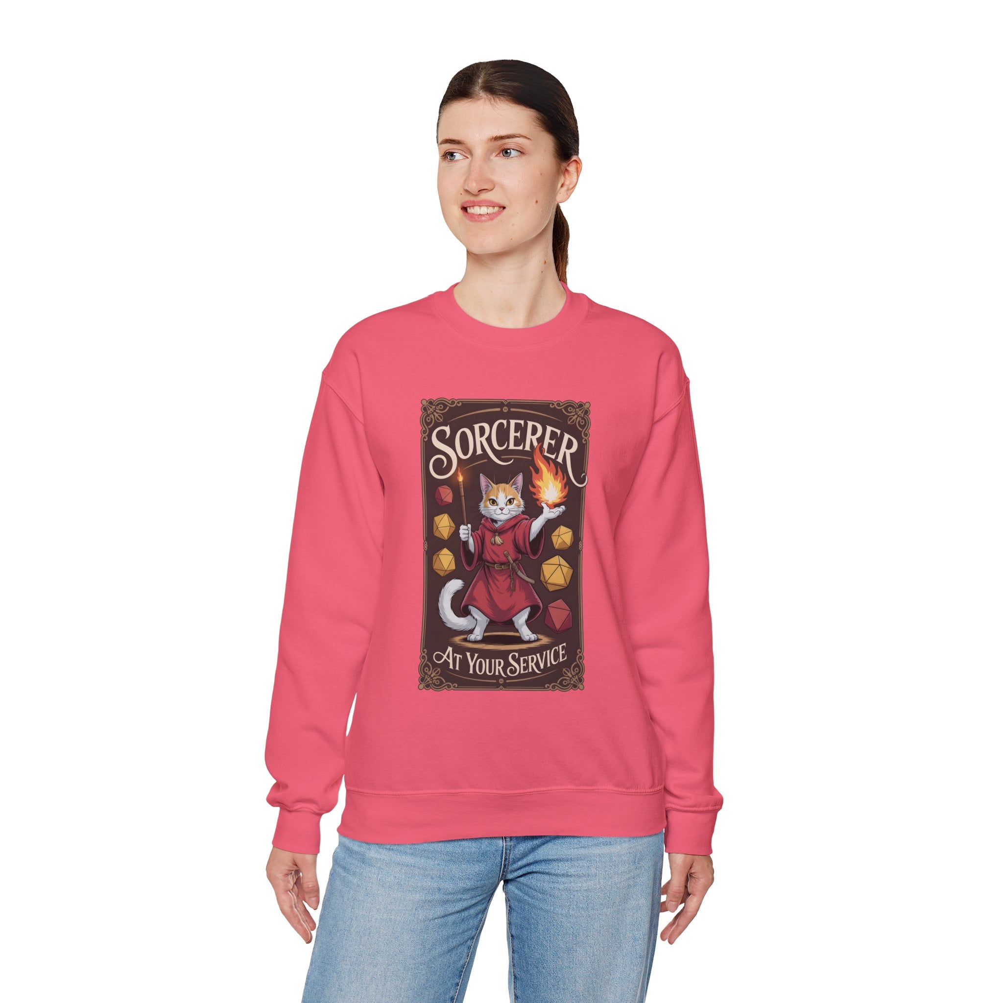 Sorcerer Cat at Your Service D&D Sweatshirt | Cat Lover RPG Gift