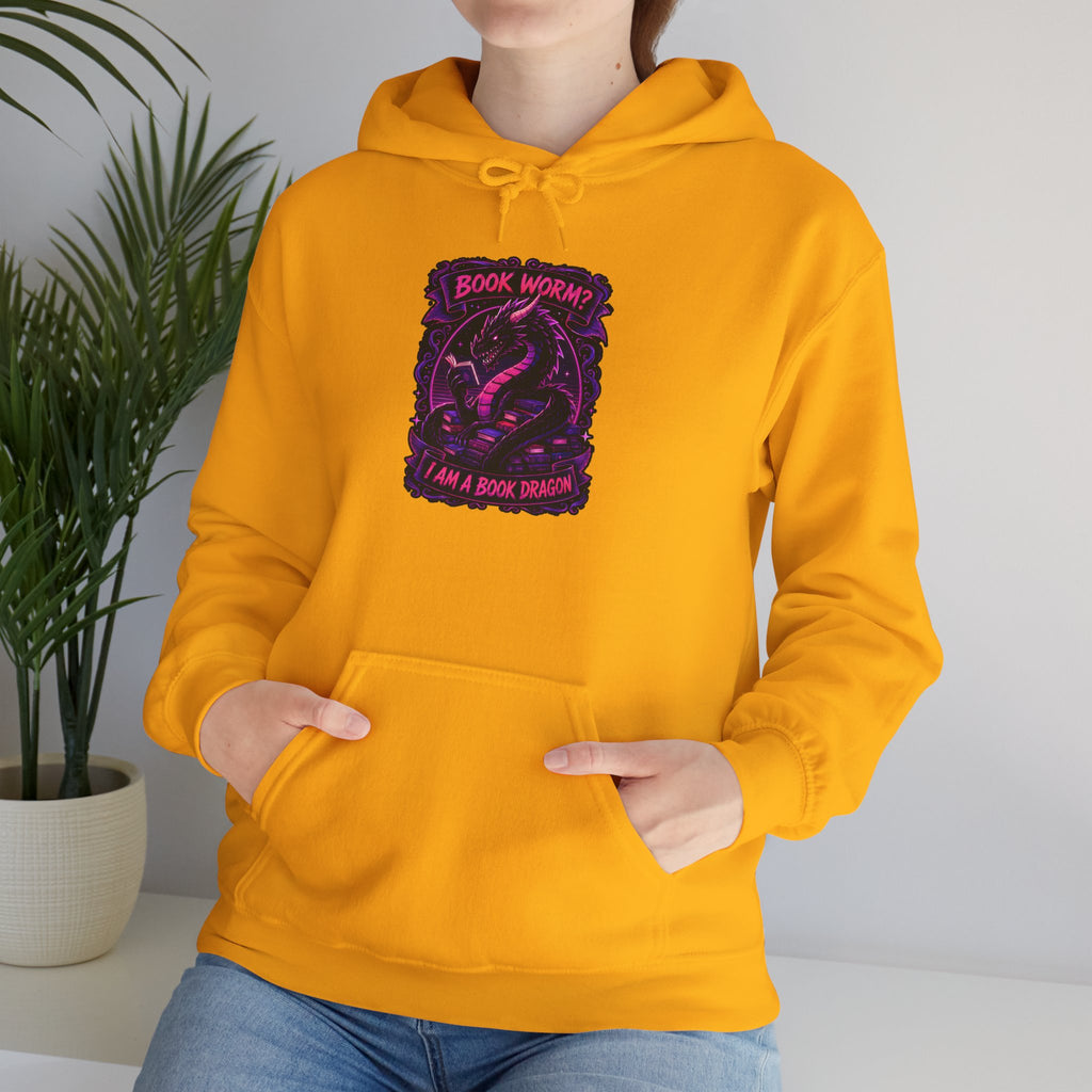 Book Worm? I Am a Book Dragon, Fantasy Reader Hoodie