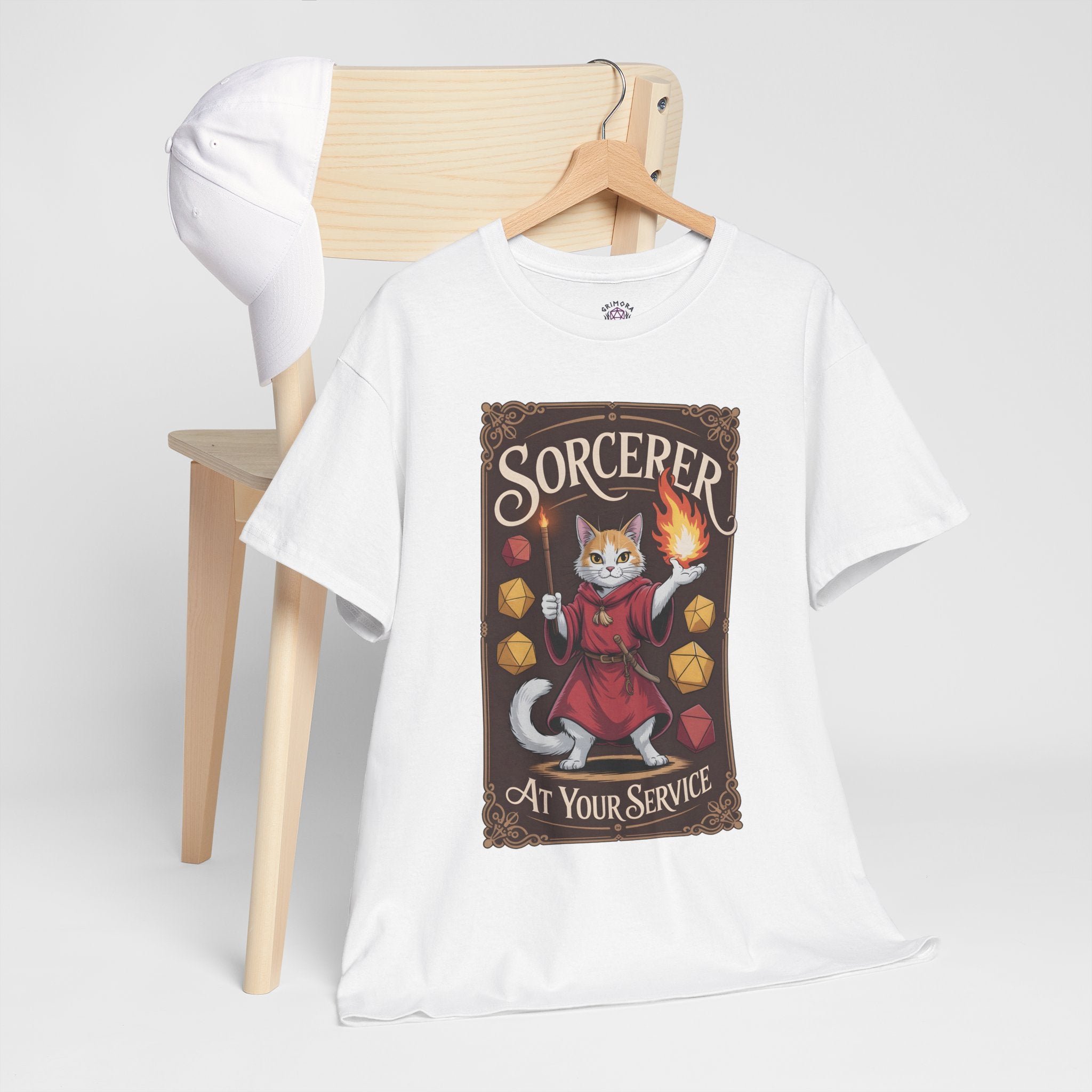 Sorcerer Cat at Your Service D&D T-shirt | Cat Lover RPG Gift