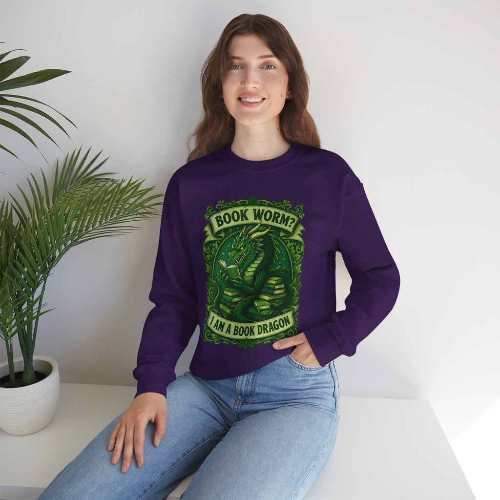 Book Worm? I Am a Book Dragon, Fantasy Reader Sweatshirt