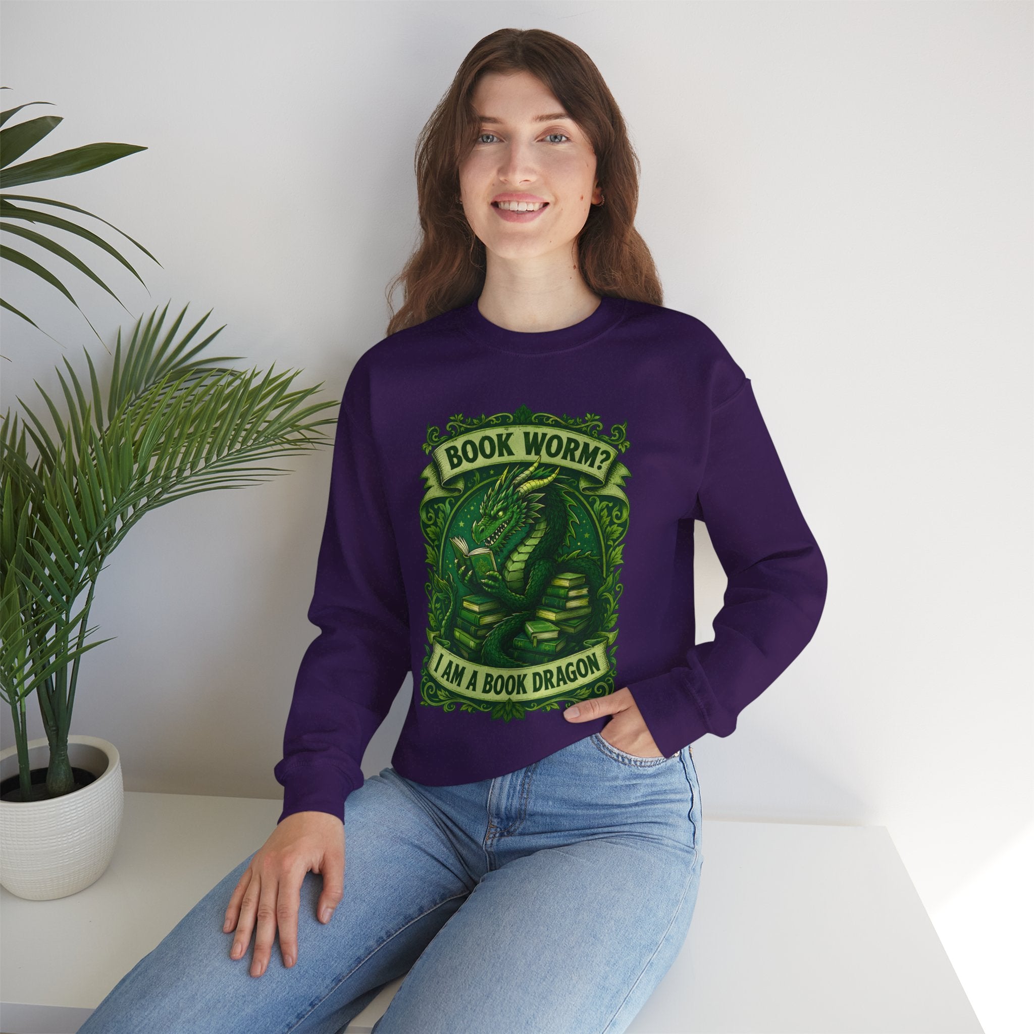 Book Worm? I Am a Book Dragon, Fantasy Reader Sweatshirt