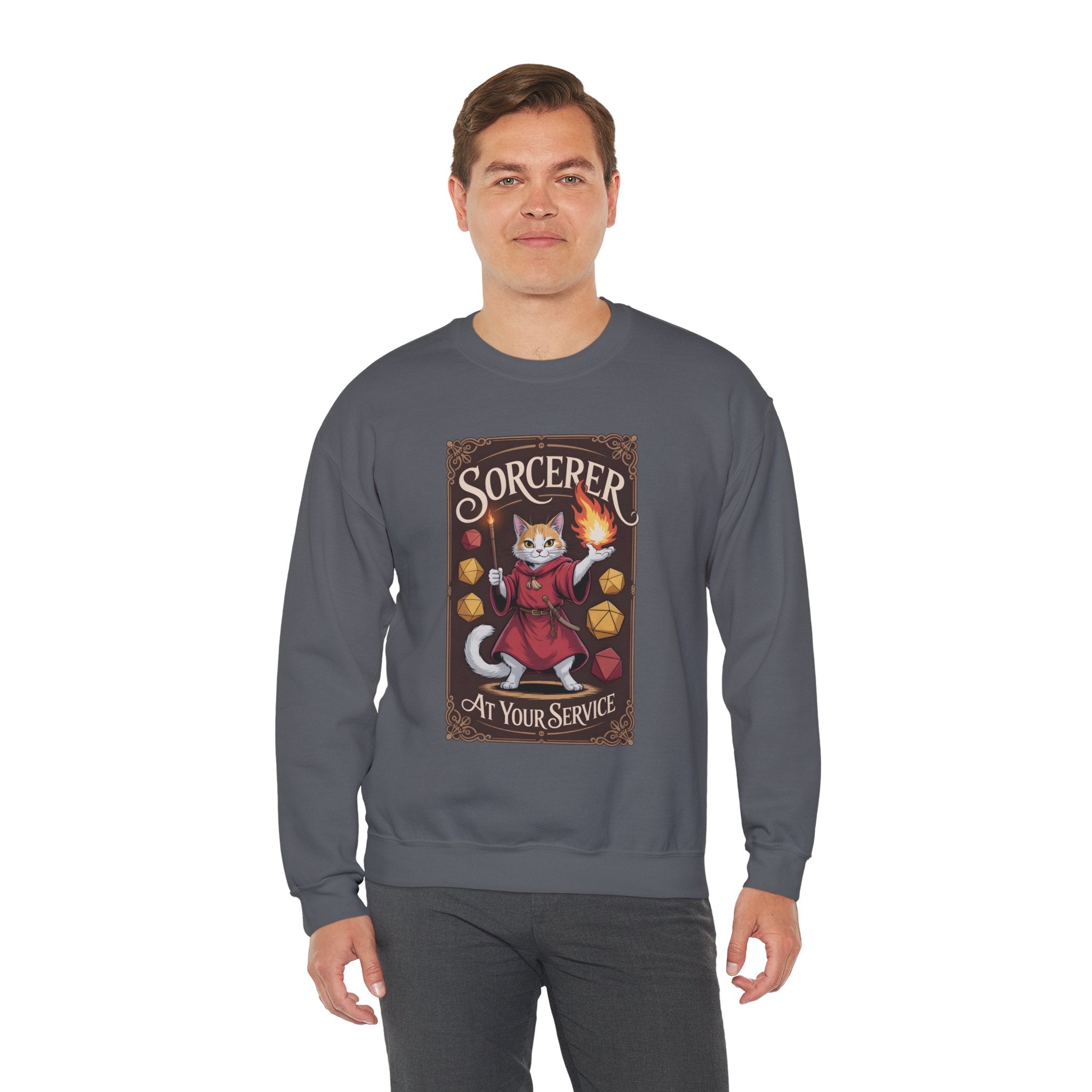 Sorcerer Cat at Your Service D&D Sweatshirt | Cat Lover RPG Gift