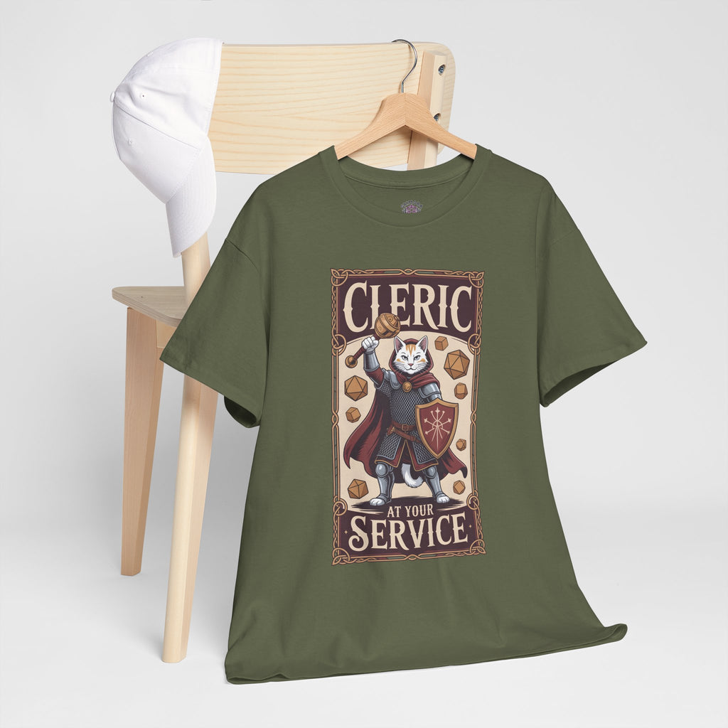 Cleric Cat at Your Service D&D T-shirt | Cat Lover RPG Gift