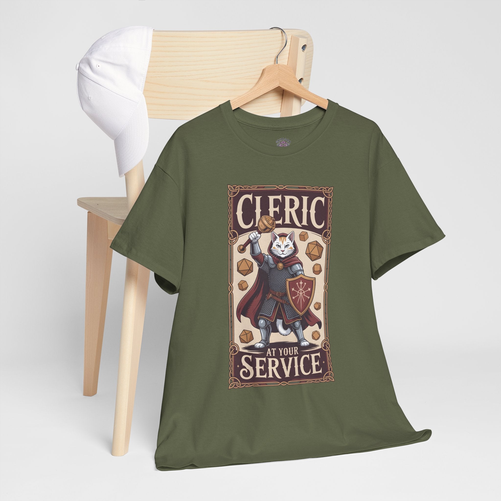 Cleric Cat at Your Service D&D T-shirt | Cat Lover RPG Gift