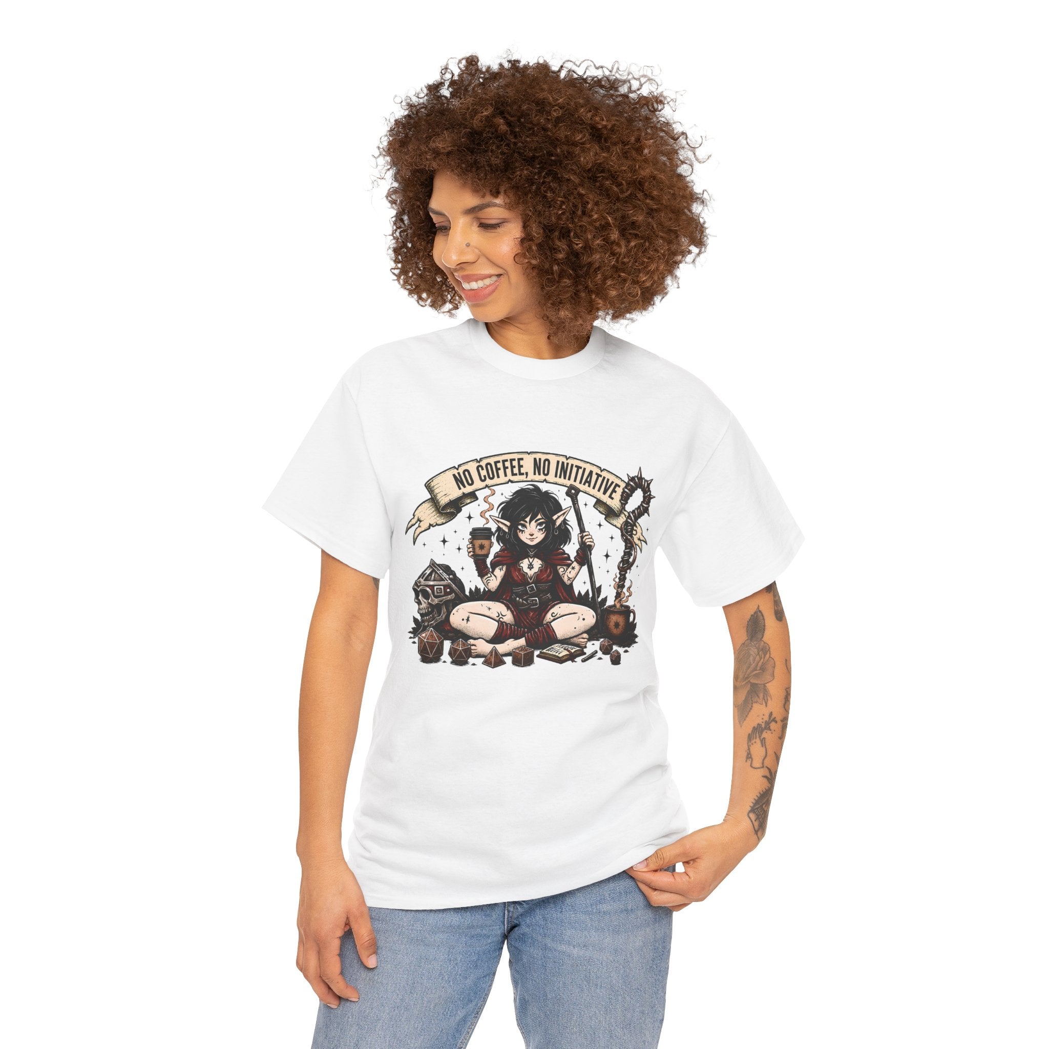 No Coffee, No Initiative | Fantasy RPG T-shirt