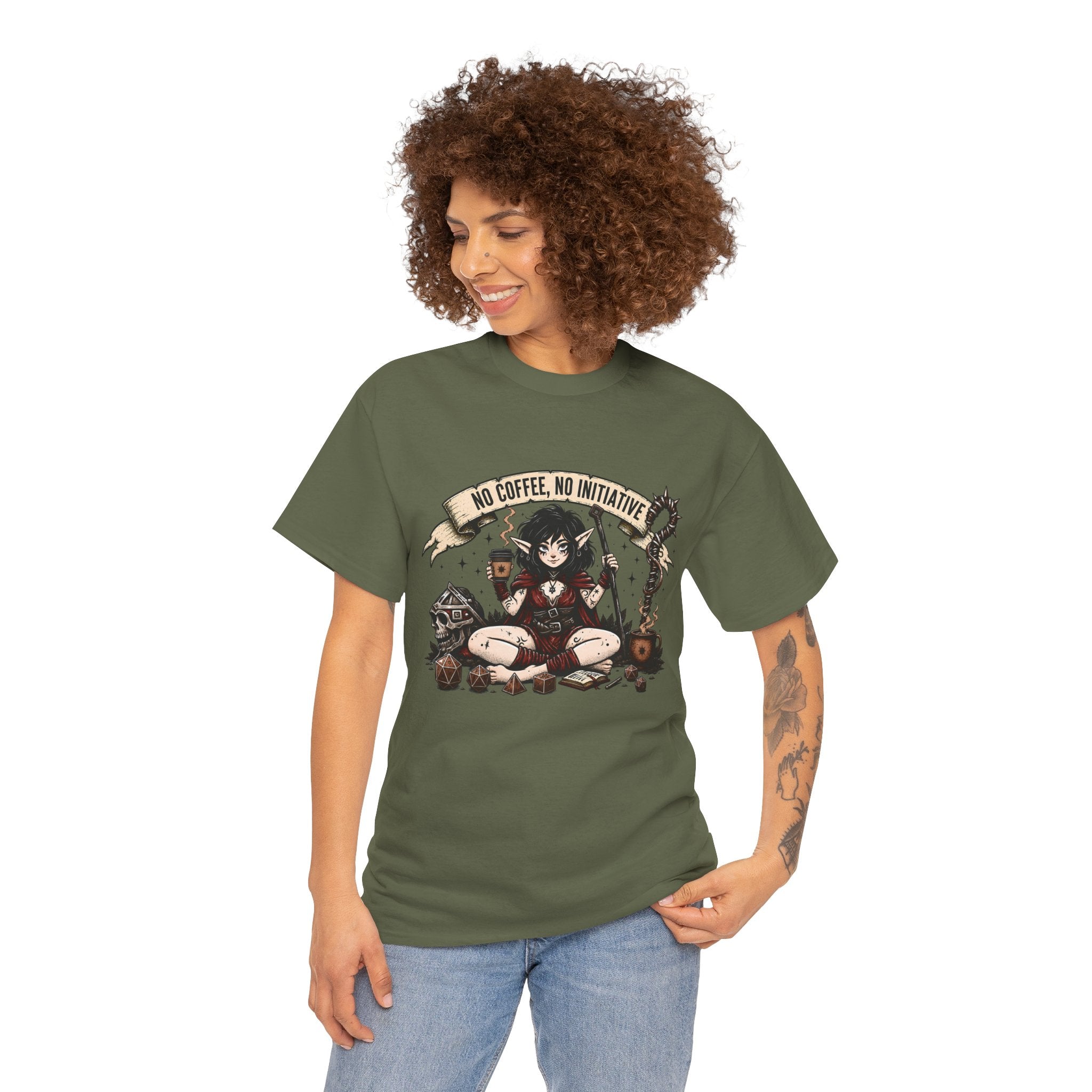 No Coffee, No Initiative | Fantasy RPG T-shirt