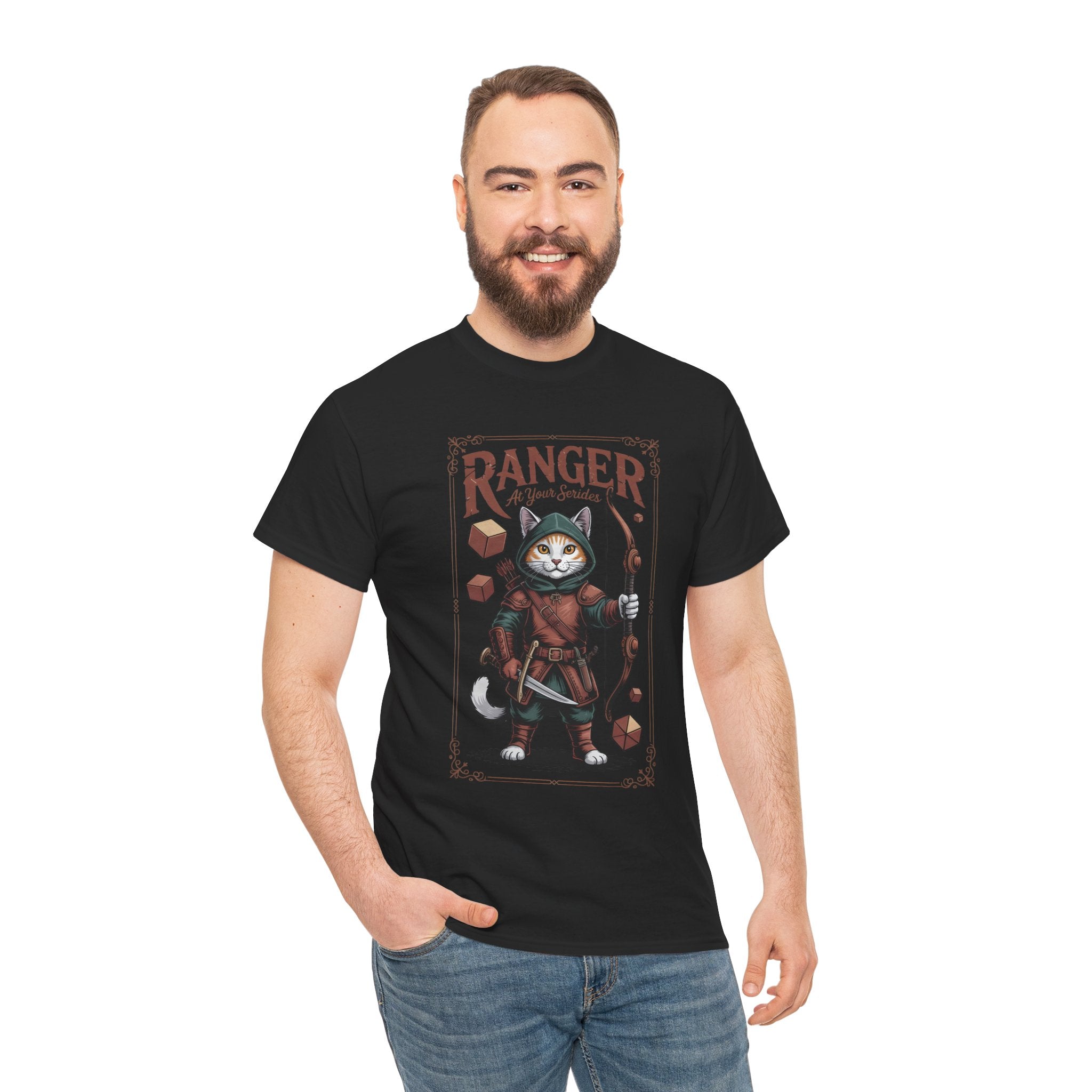 Ranger Cat at Your Serivece D&D T-shirt | Cat Lover RPG Gift