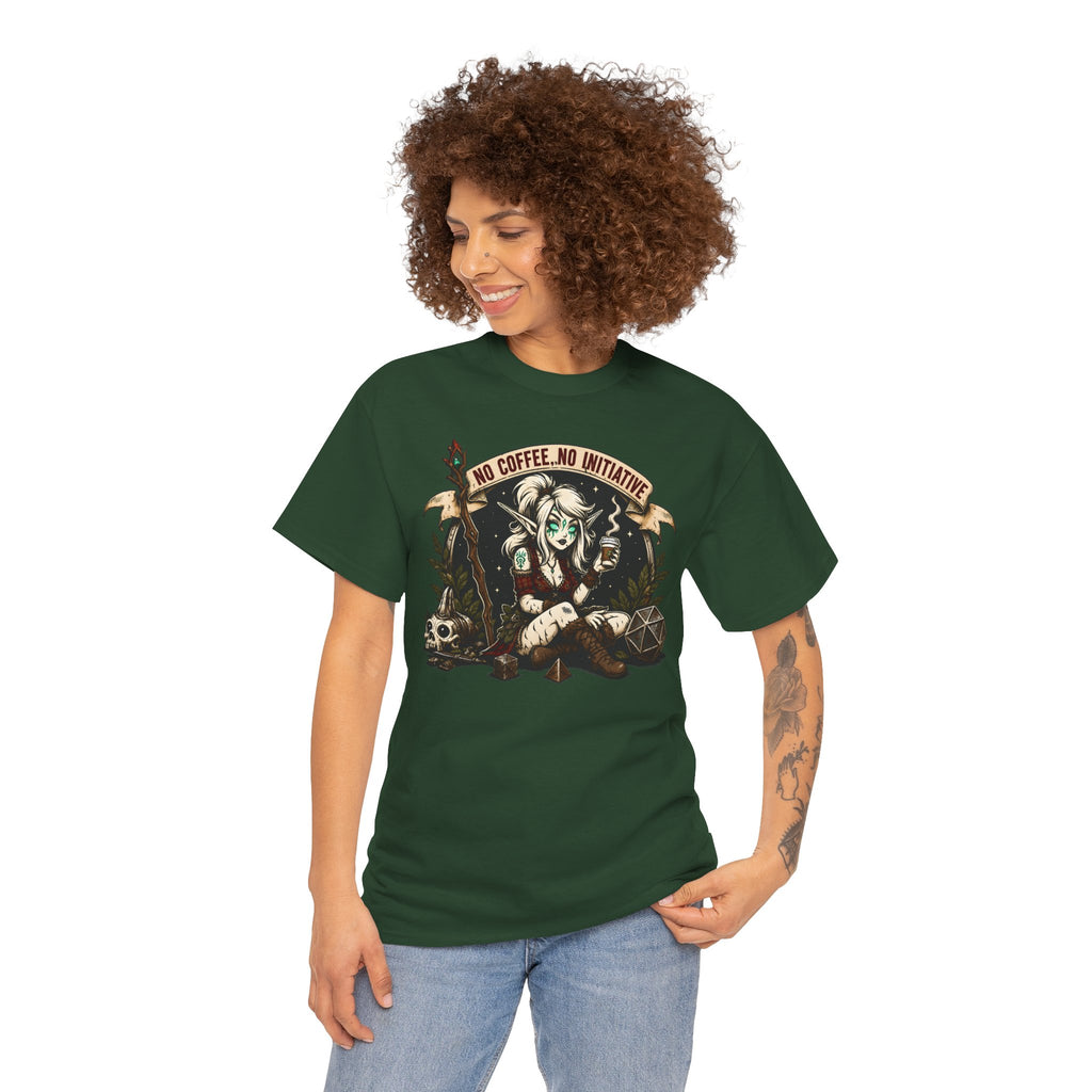 No Coffee, No Initiative | Fantasy RPG T-shirt