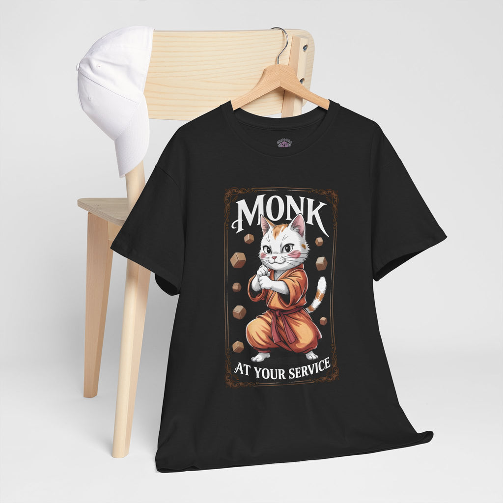 Monk Cat at Your Service D&D T-shirt | Cat Lover RPG Gift