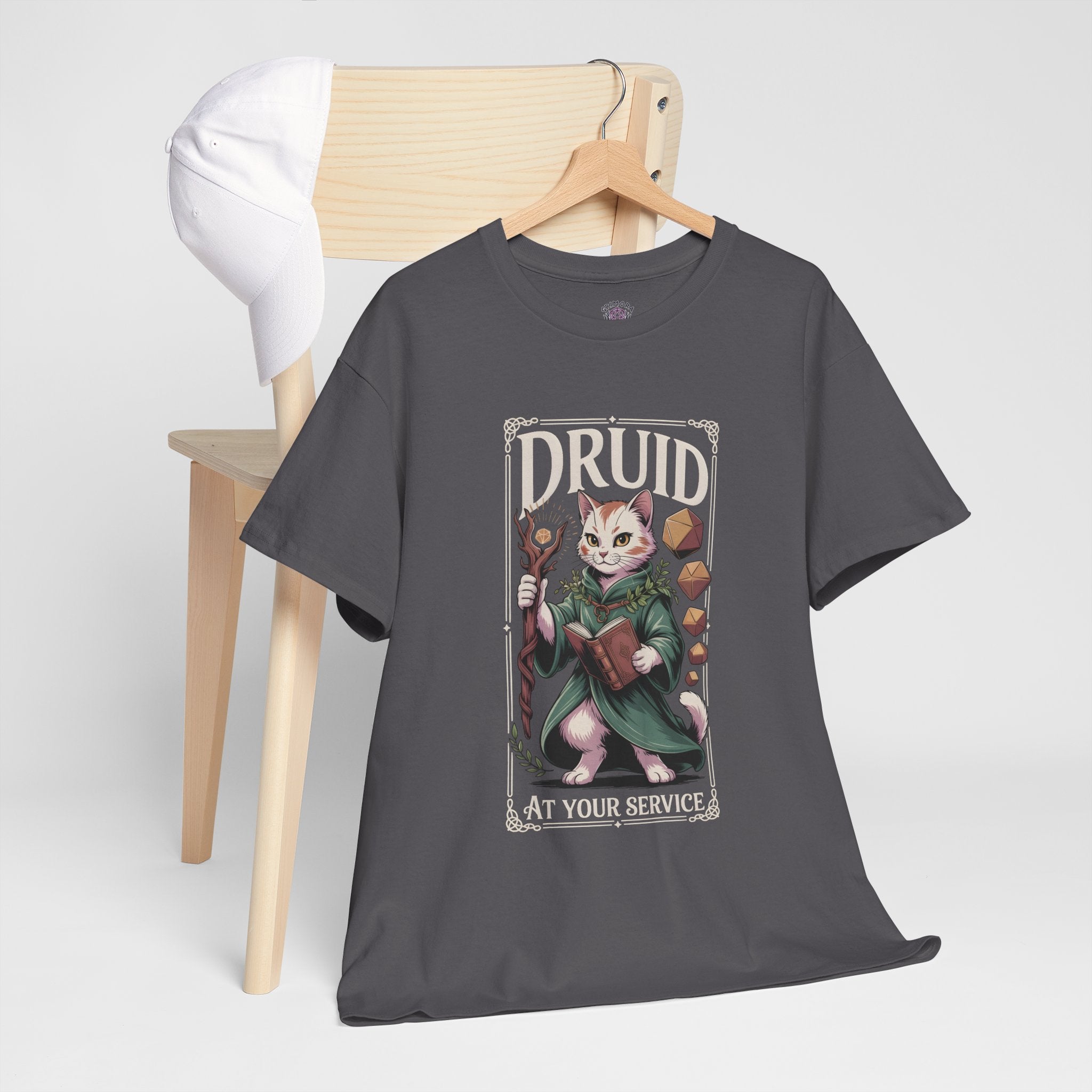 Druid Cat at Your Serivece D&D T-shirt | Cat Lover RPG Gift