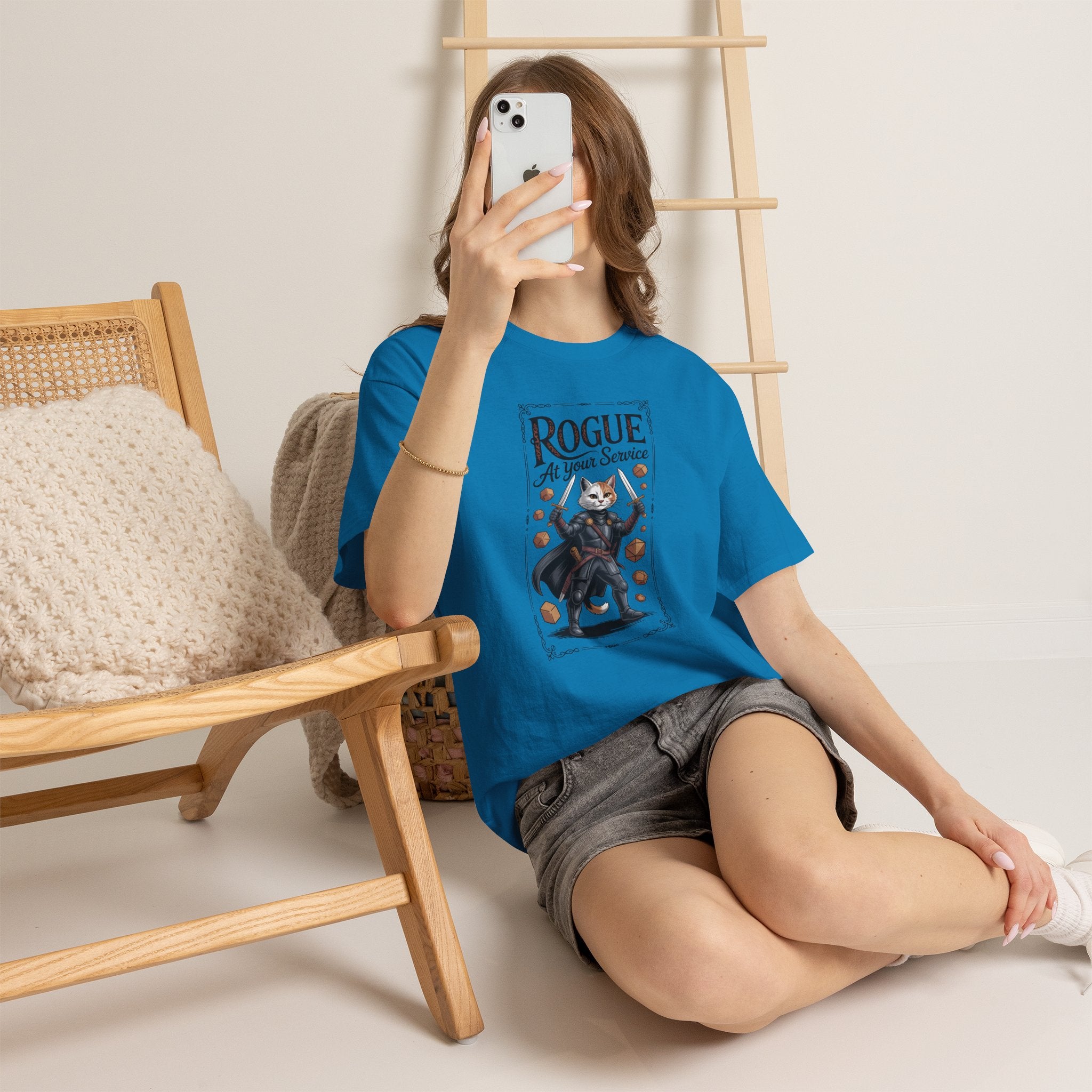 Rogue Cat at Your Serivece D&D T-shirt | Cat Lover RPG Gift