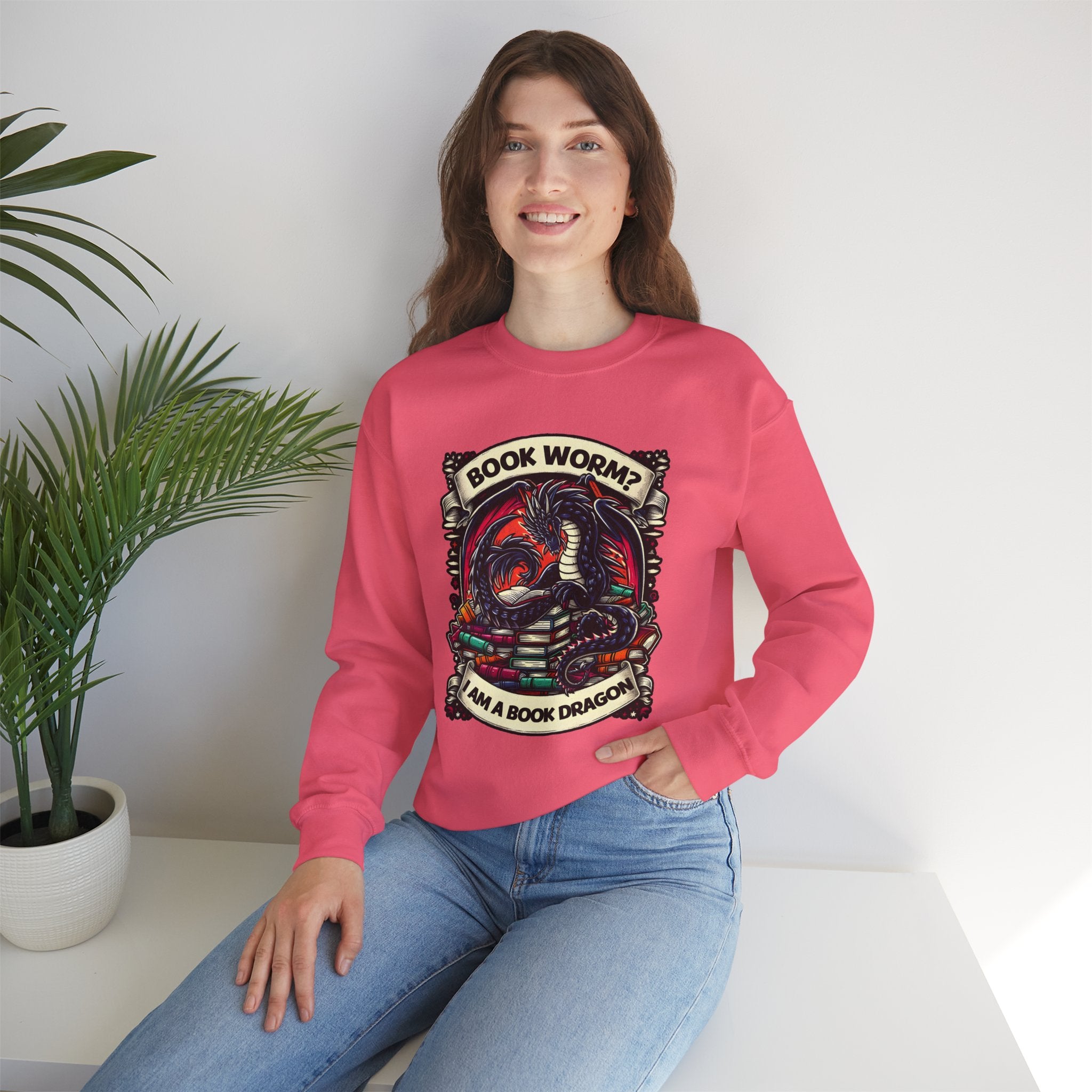 Book Worm? I Am a Book Dragon, Fantasy Reader Sweatshirt