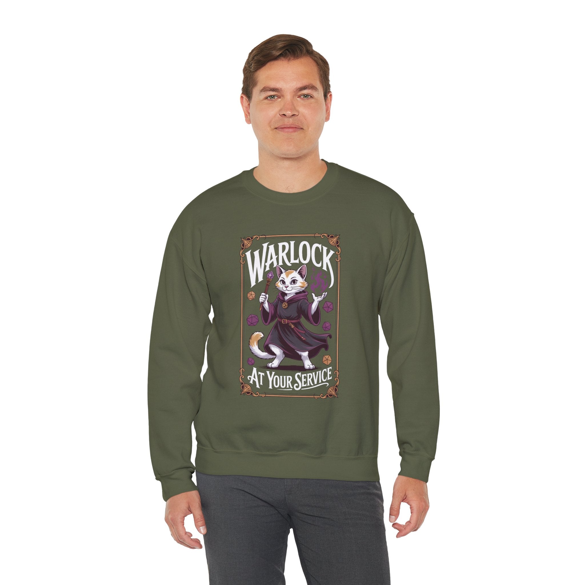 Warlock Cat at Your Serivece D&D Sweatshirt | Cat Lover RPG Gift