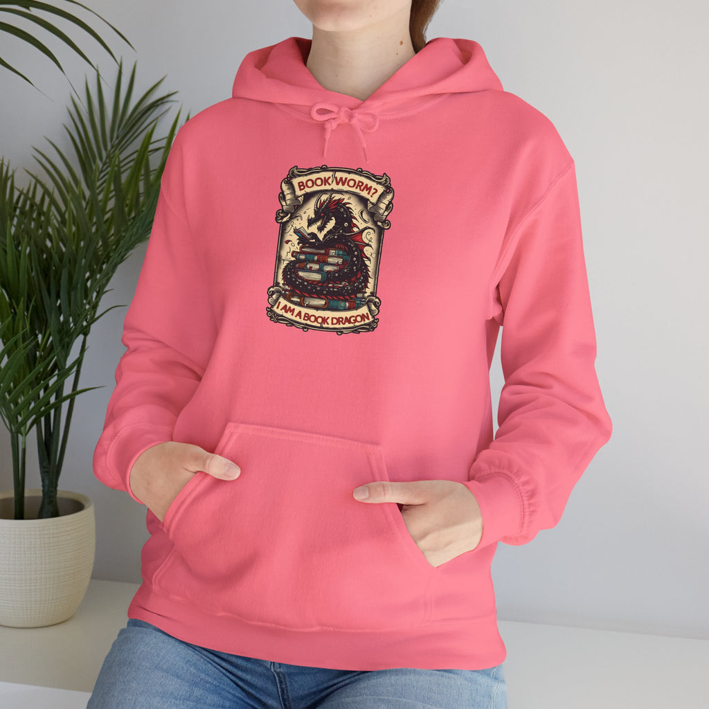 Book Worm? I Am a Book Dragon, Fantasy Reader Hoodie